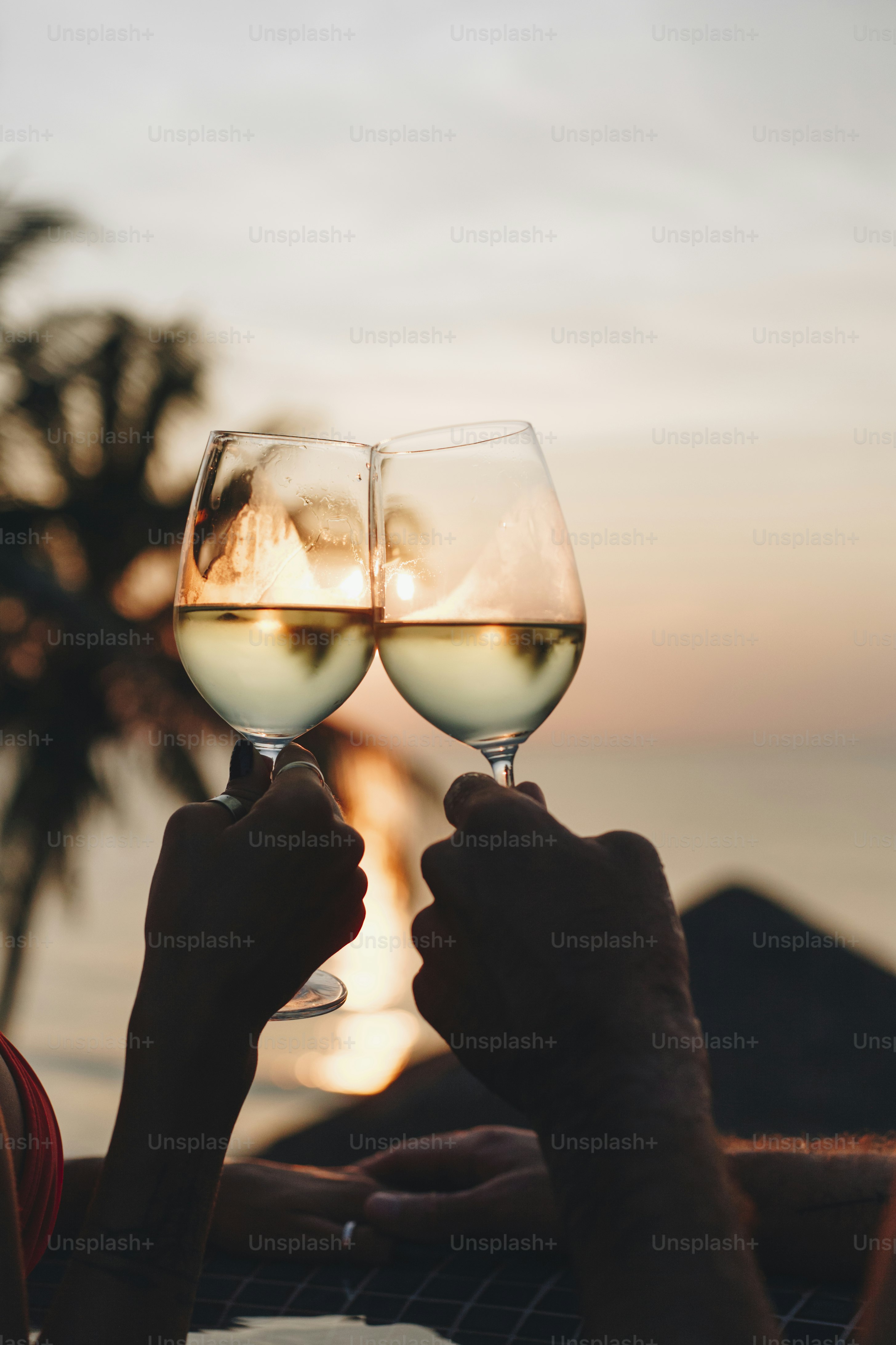 Couple enjoying a romantic sunset