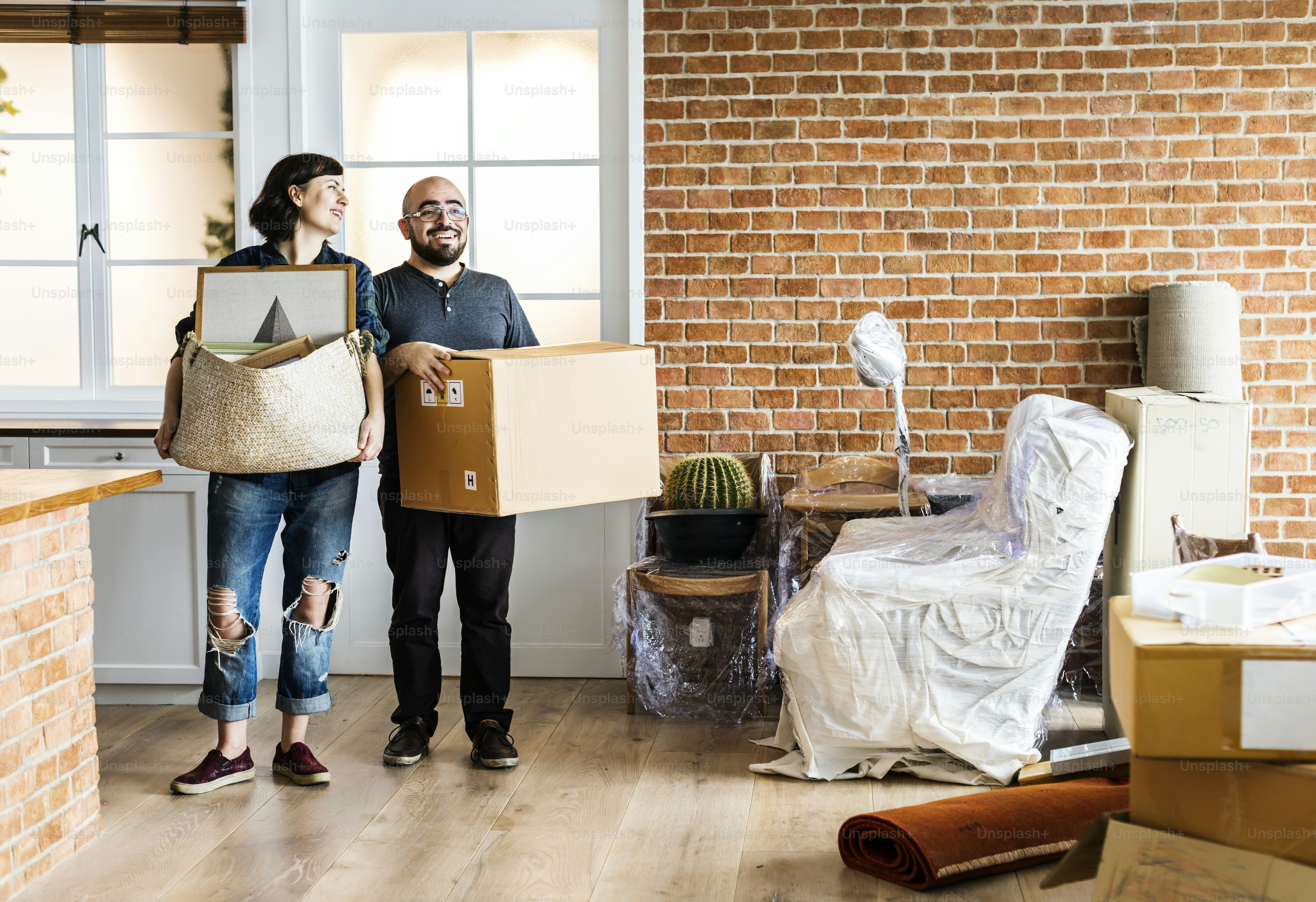 Couple moving into new house