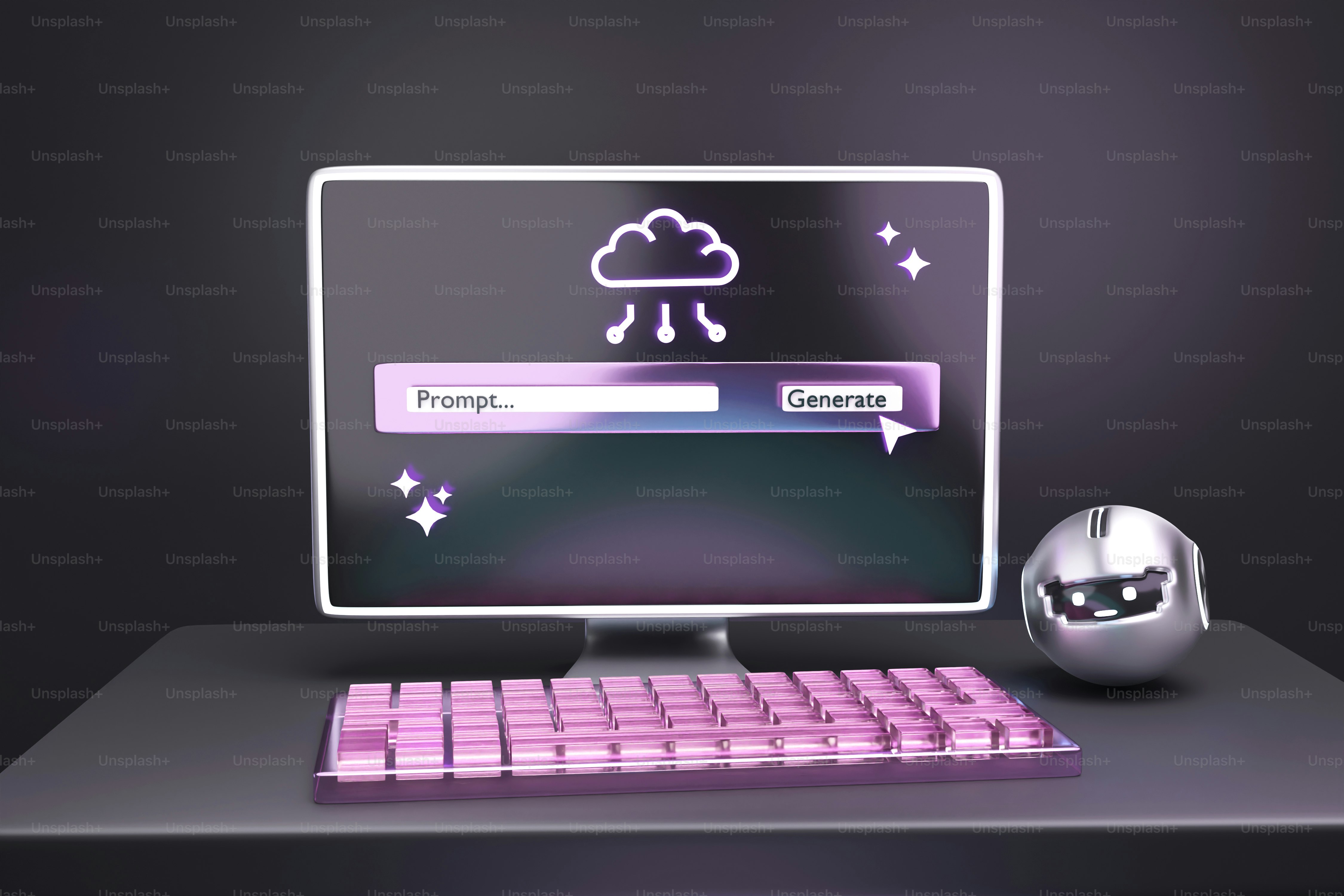 Ein Desktop-Computer, der auf einem Schreibtisch sitzt