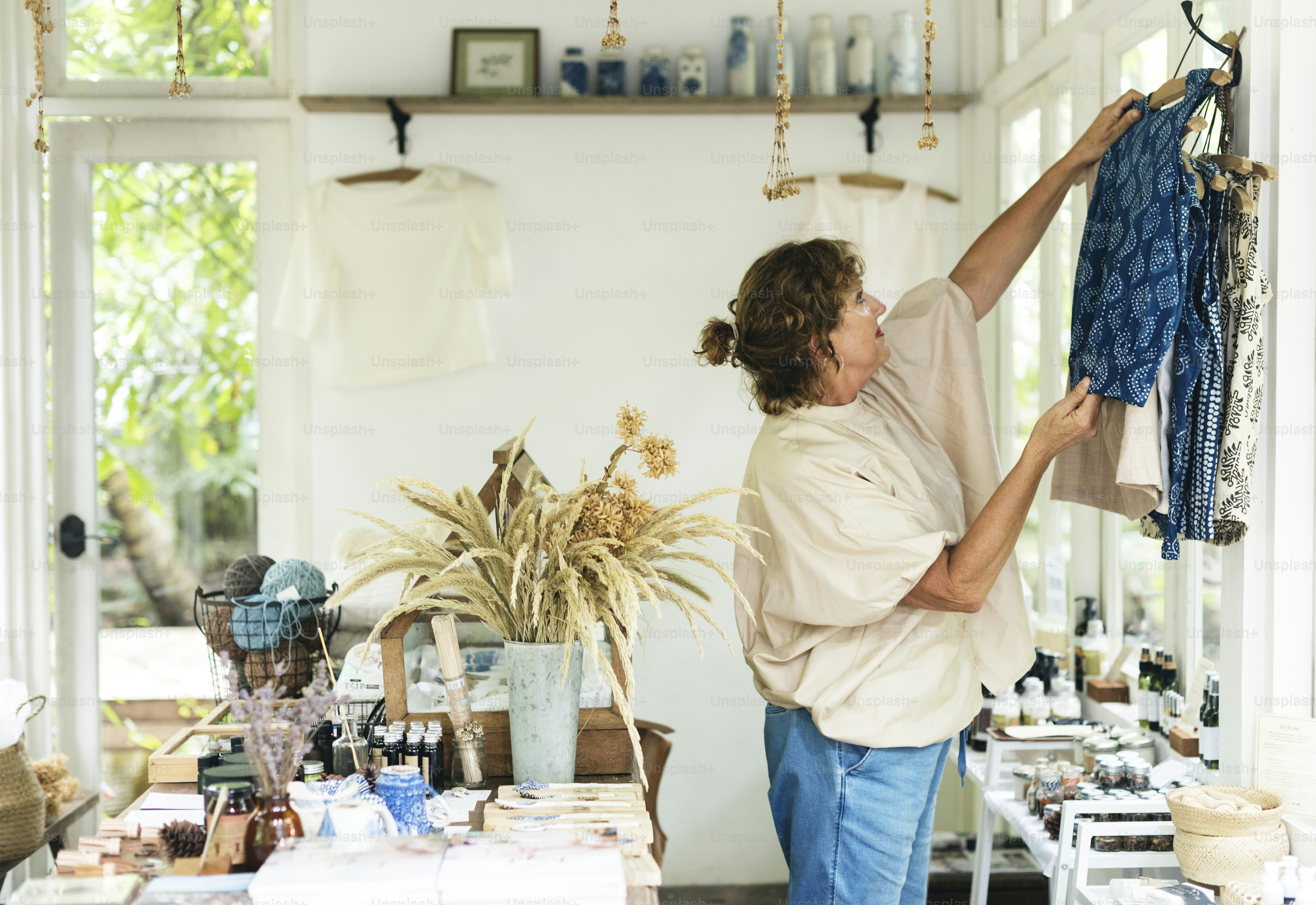 An entrepreneur woman in a clothe shop