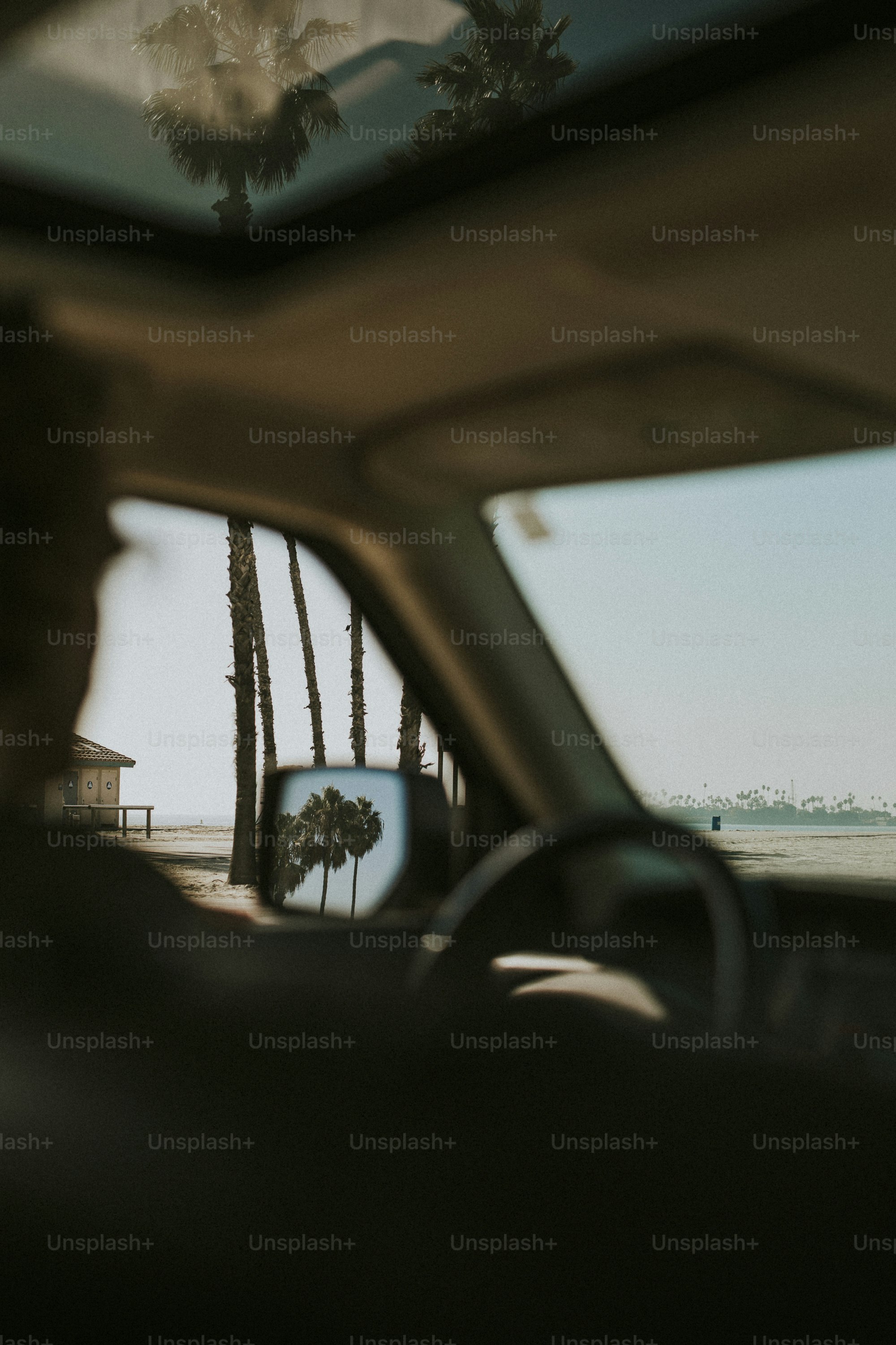 Man driving to the beach