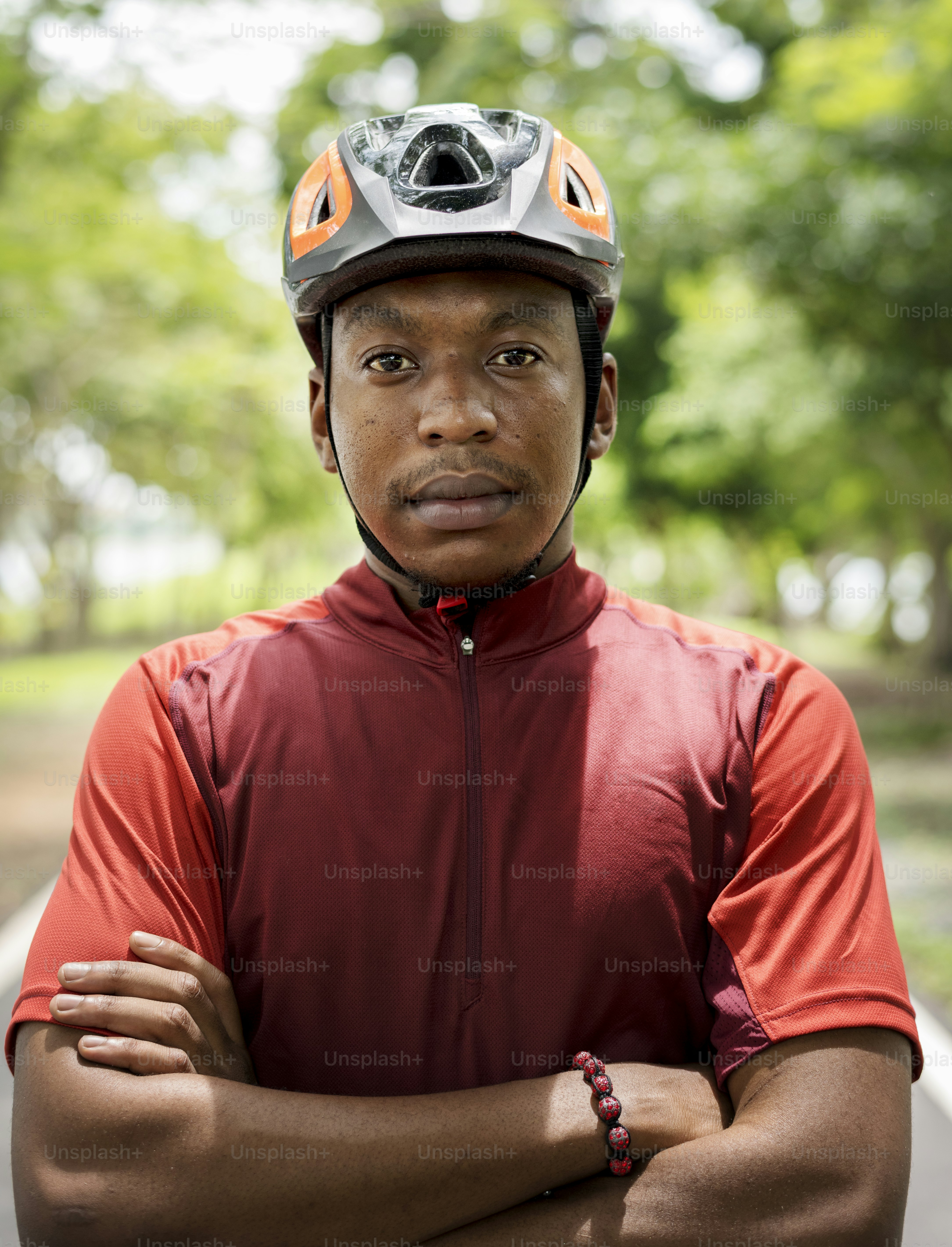 Portrait of male cyclist in the park