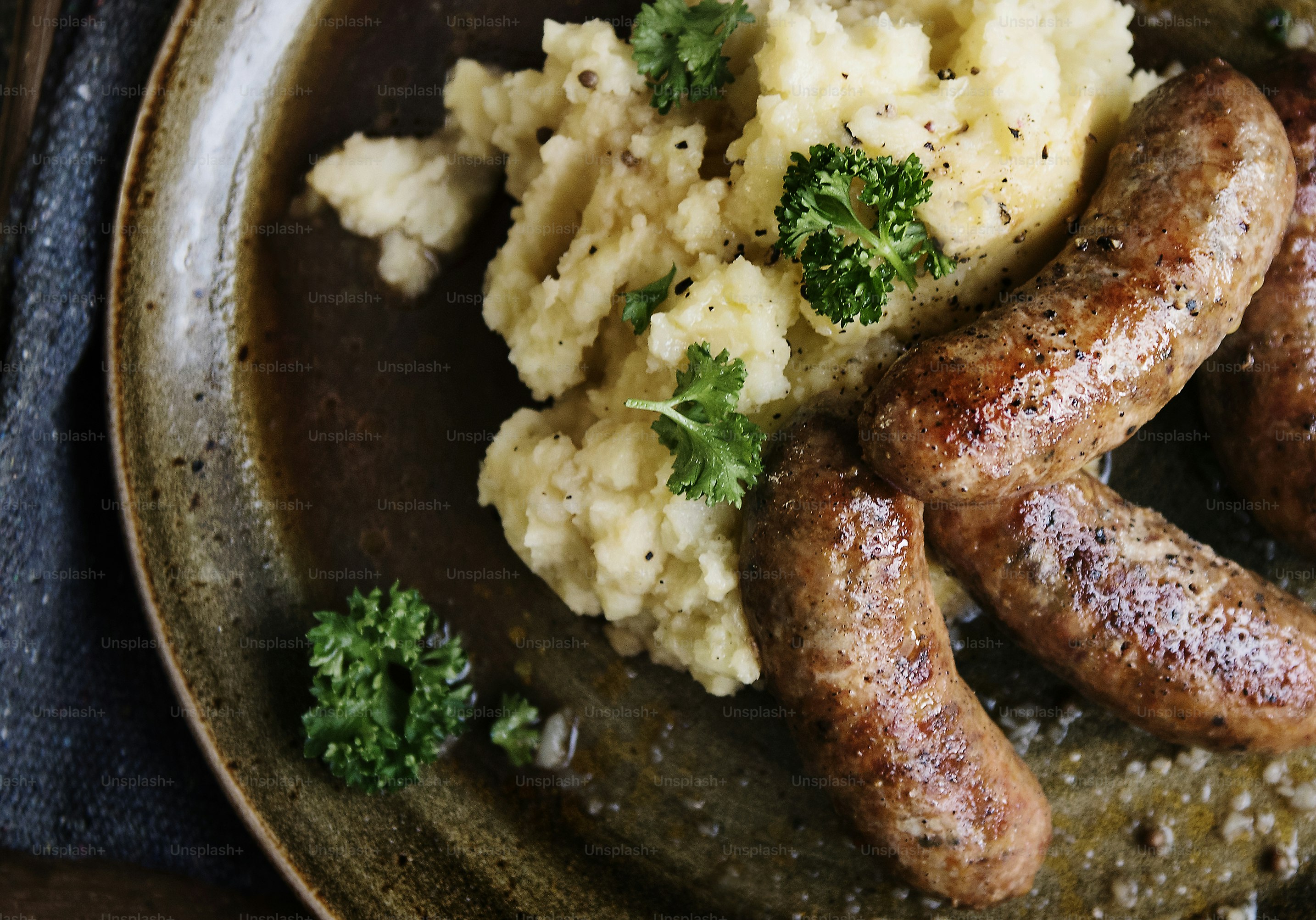 Bangers and mash food photography recipe idea