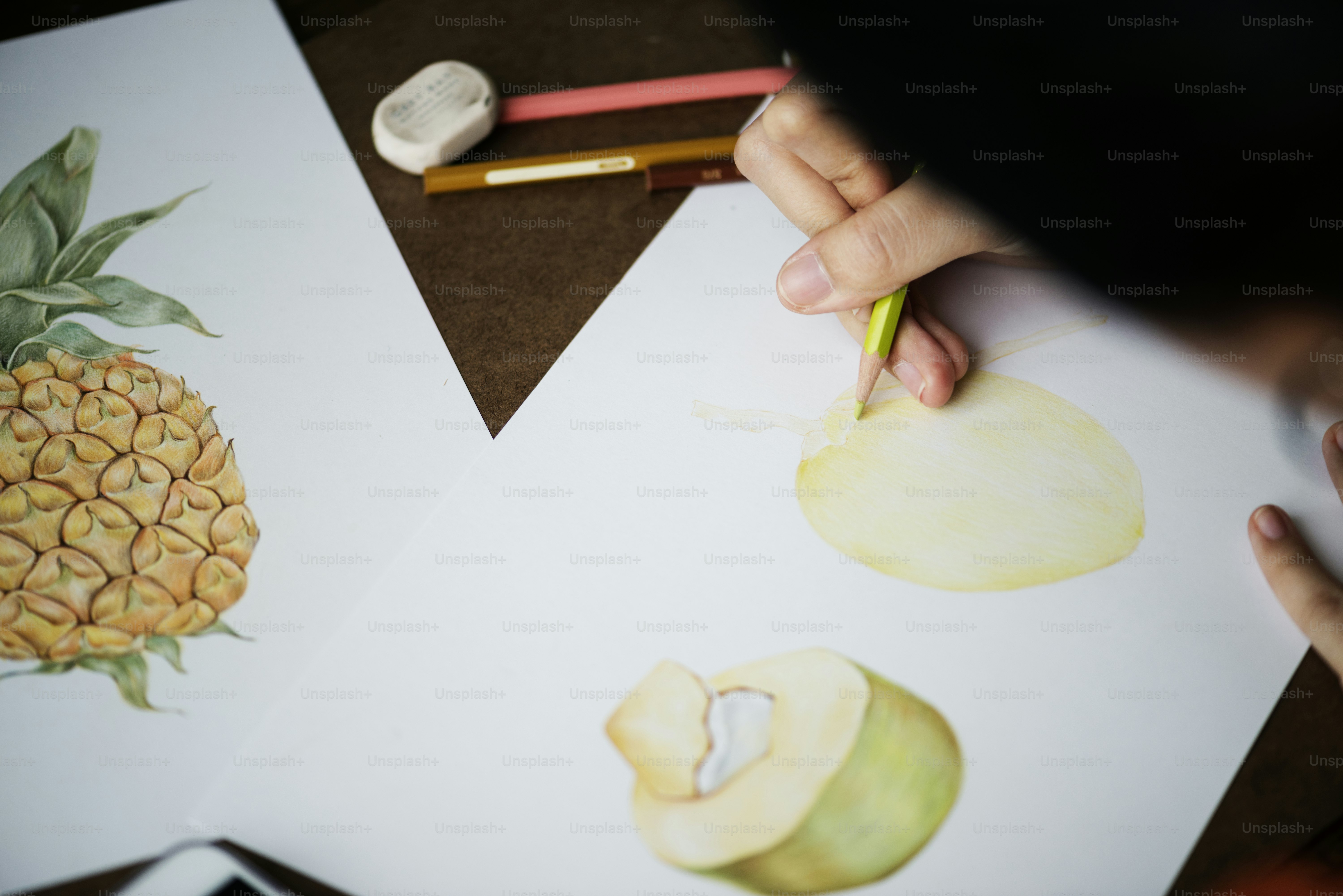 Closeup hand drawing art work of coconut