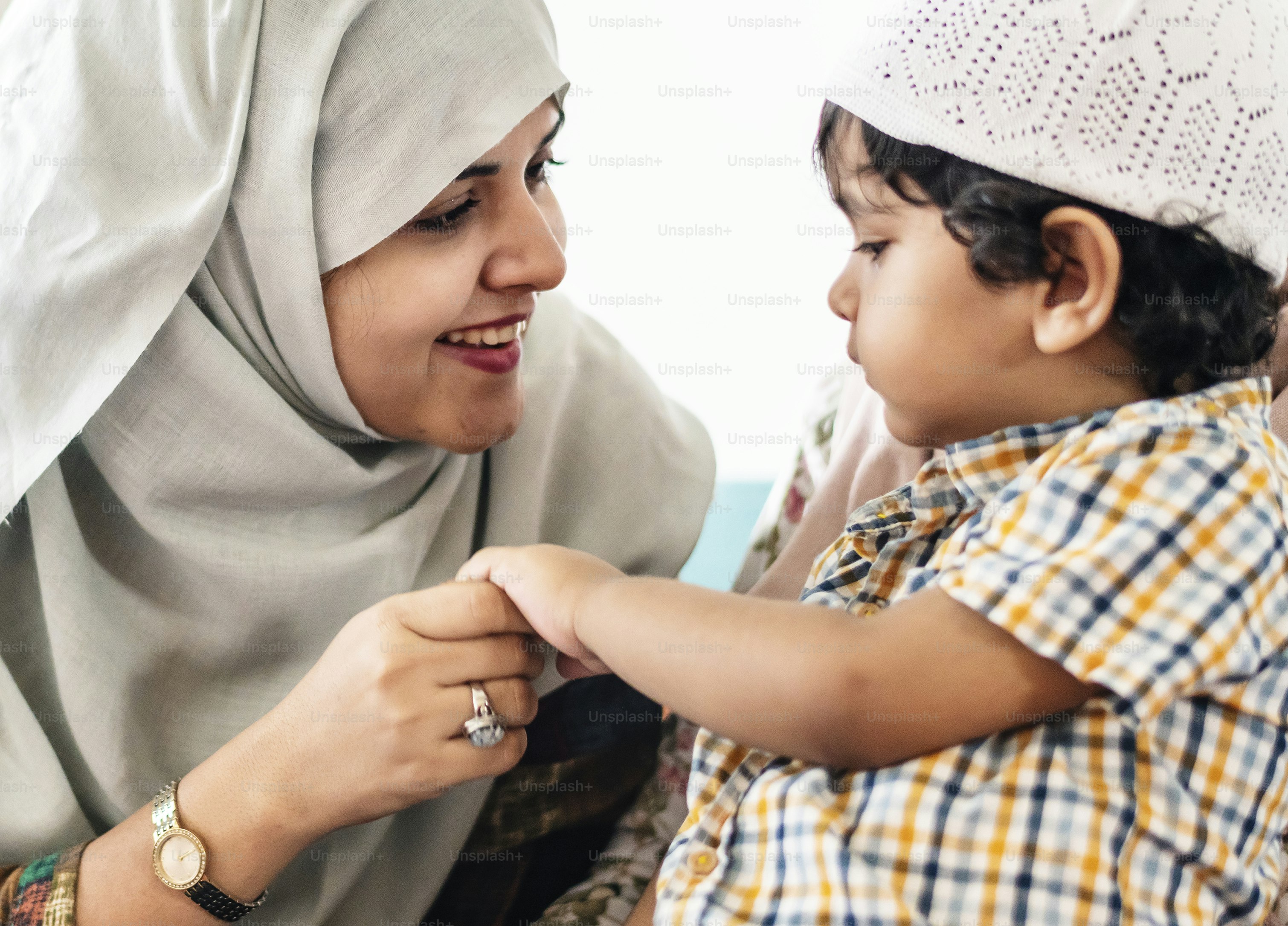 Muslim mother and her son