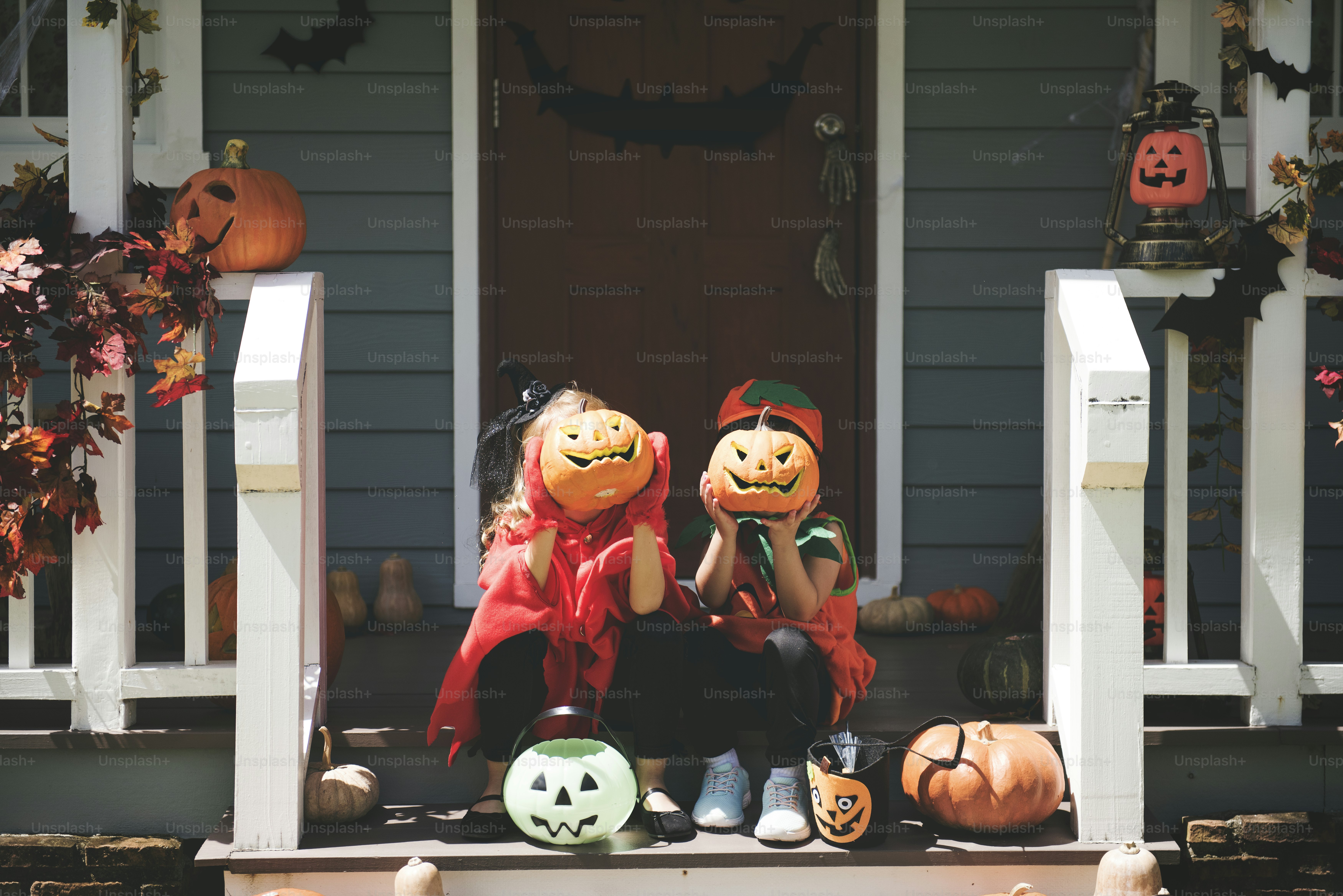 Pumpkins and ghost decor for Halloween