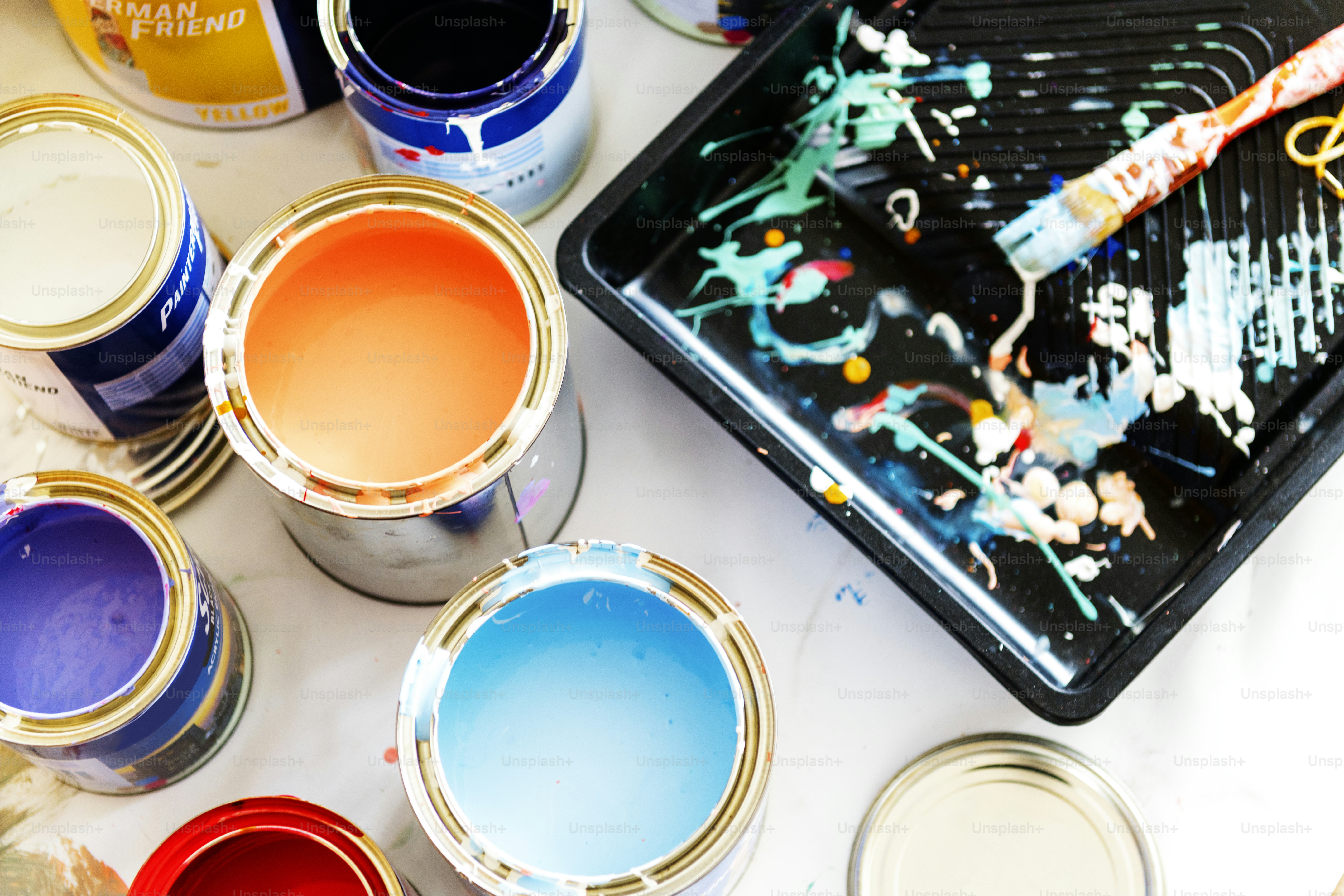 Closeup of house painting renovation