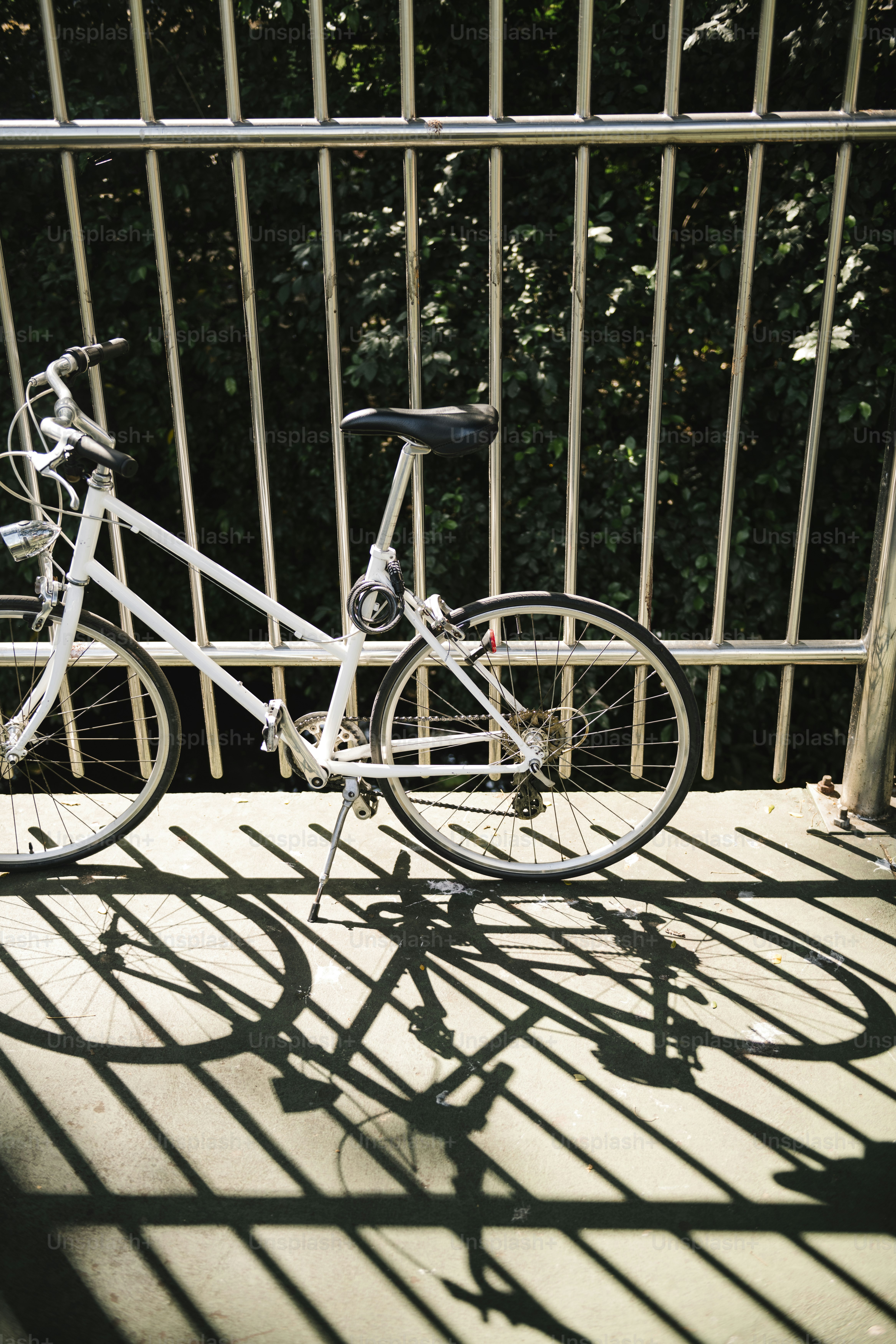 White bike parking on a street side