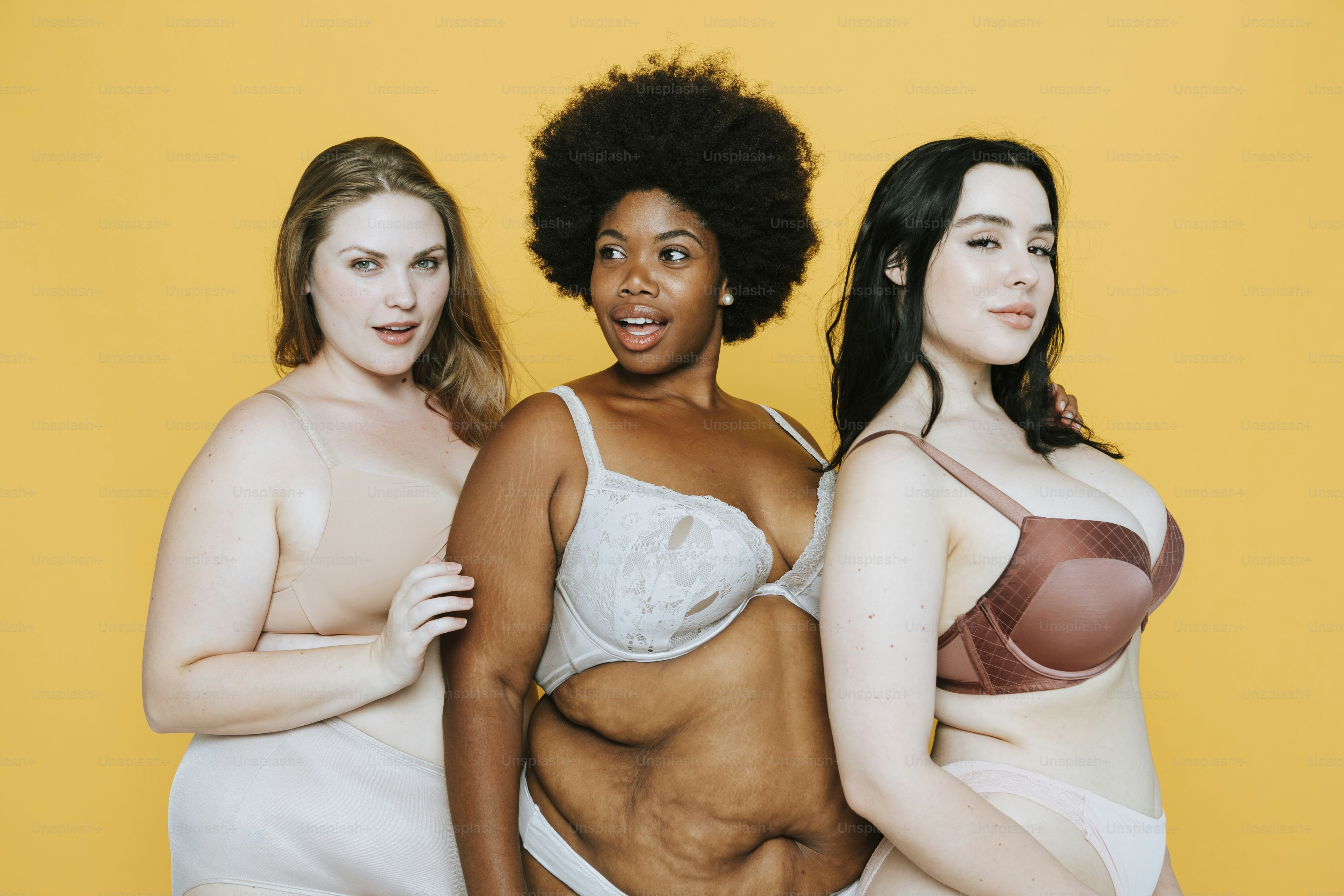 Beautiful curvy women with good body image