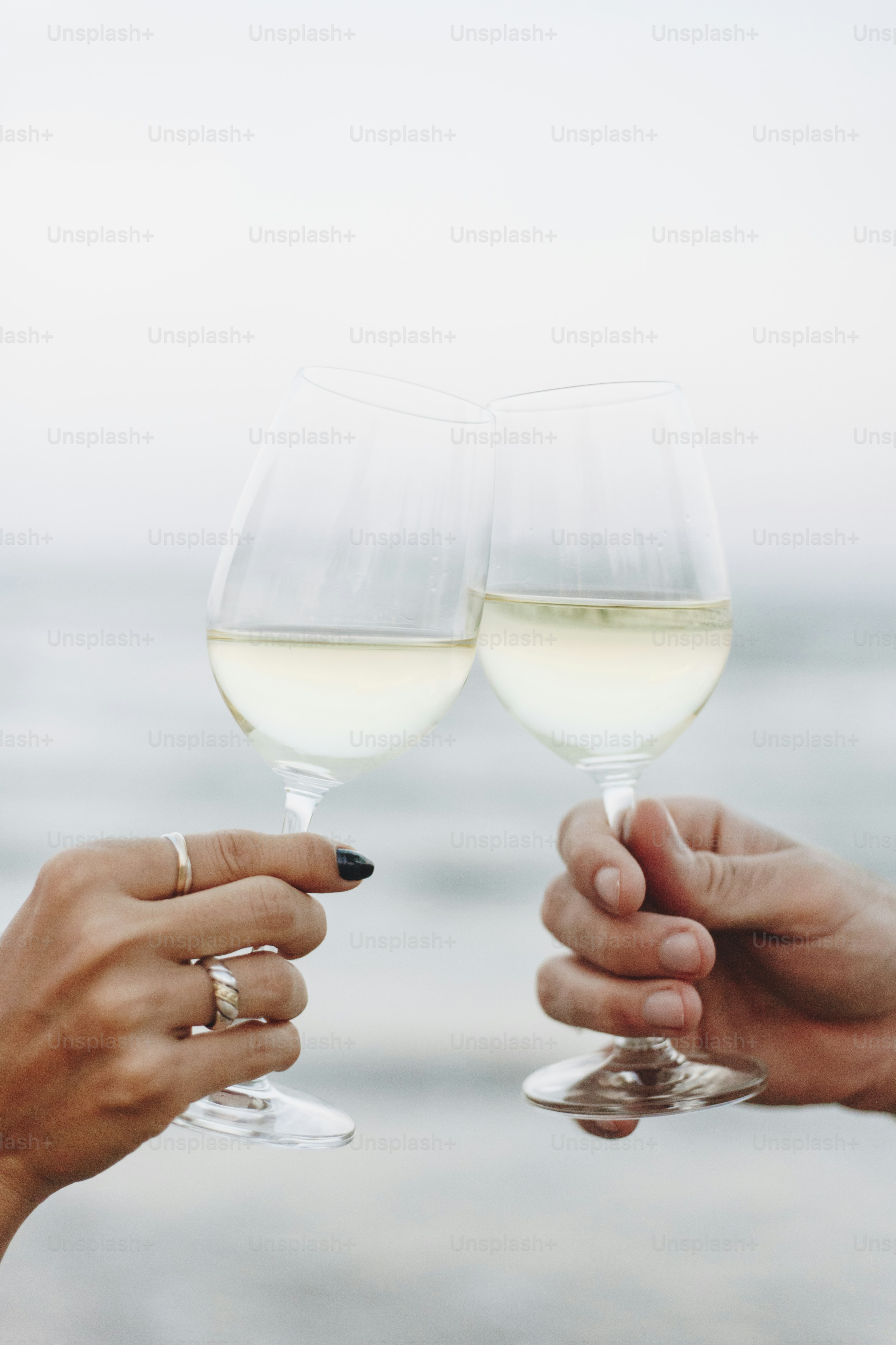 Casal desfrutando de uma taça de vinho na praia