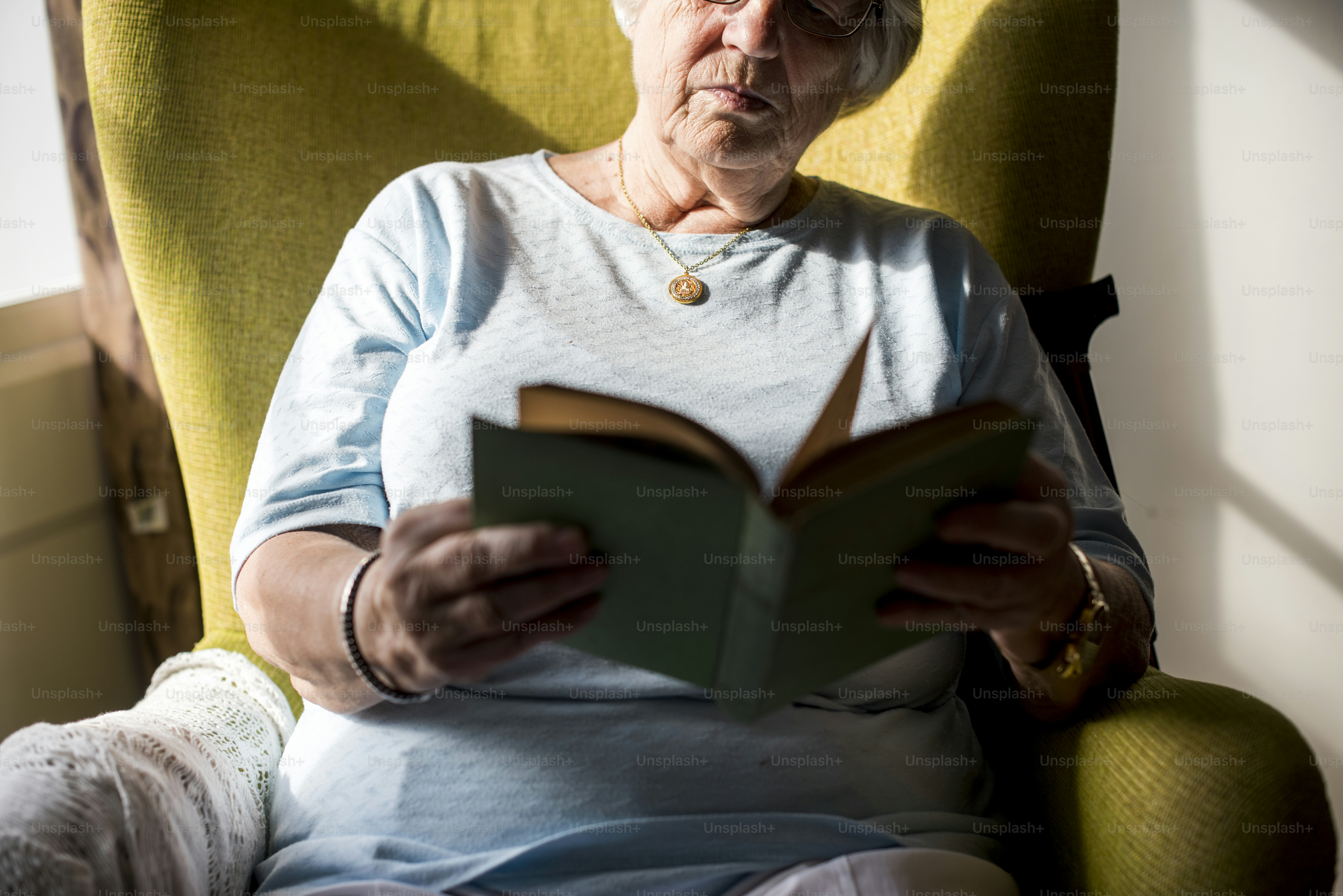 Senior woman reading a book