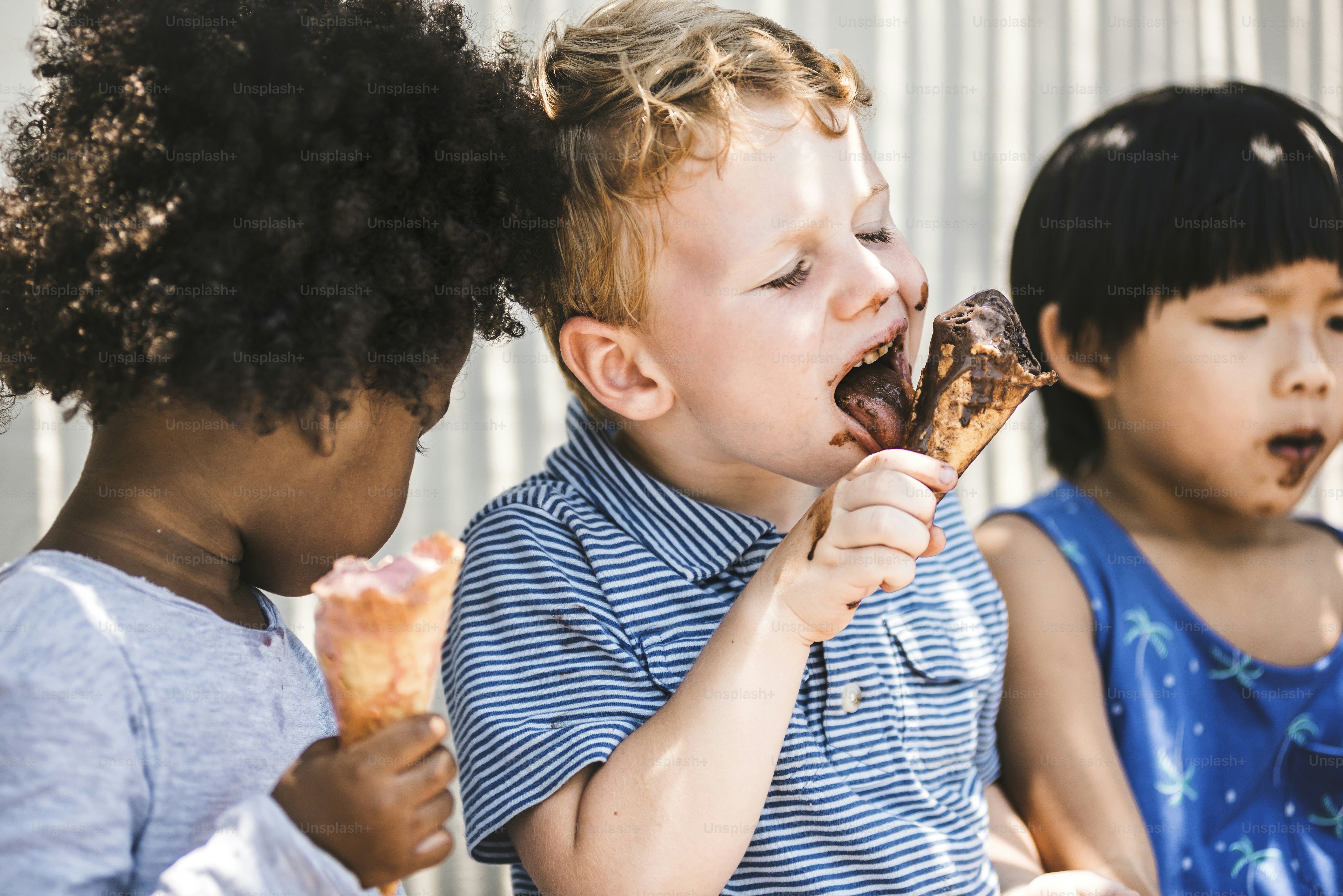 Children enjoying with ice cream
