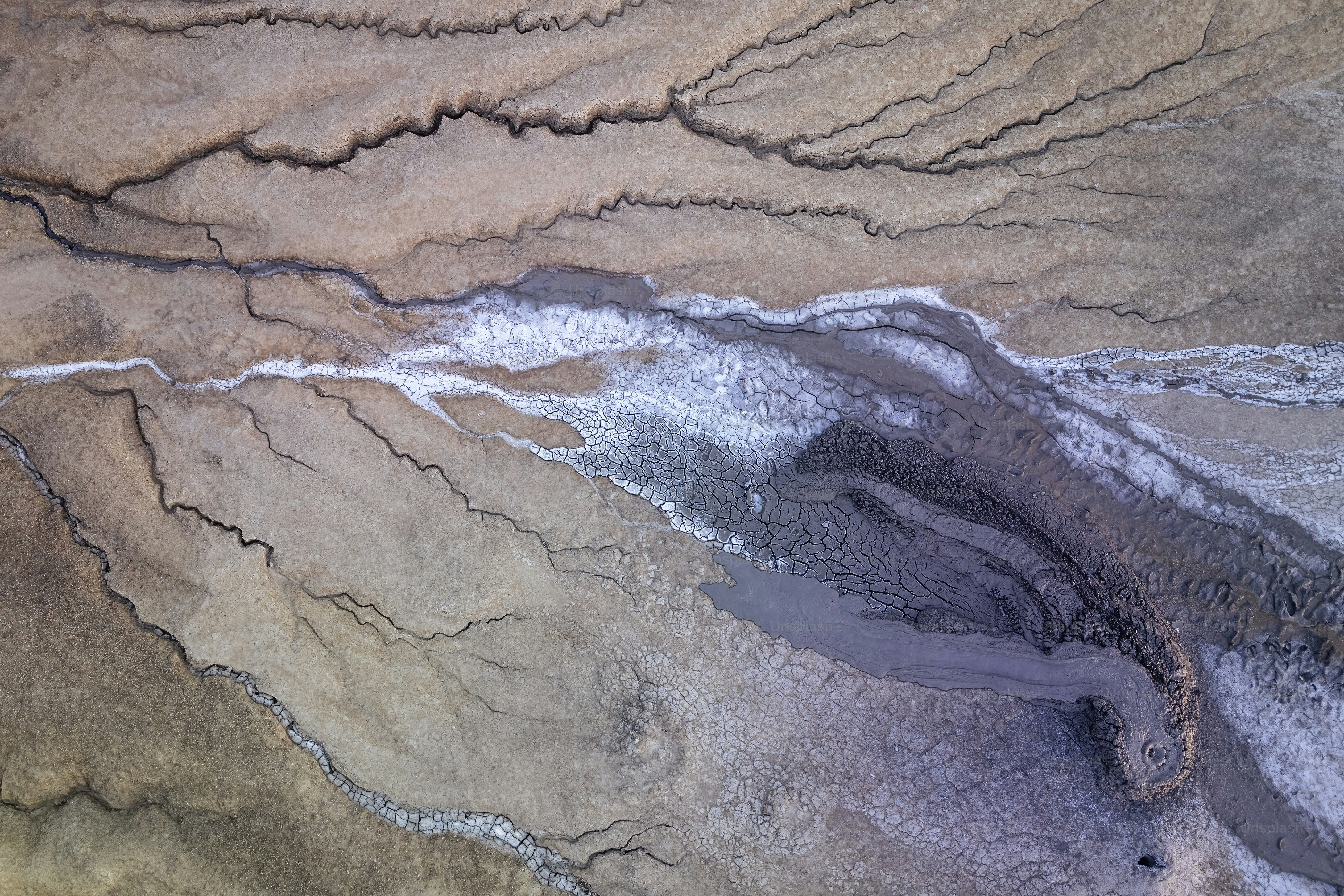 A bird's eye view of a desert landscape
