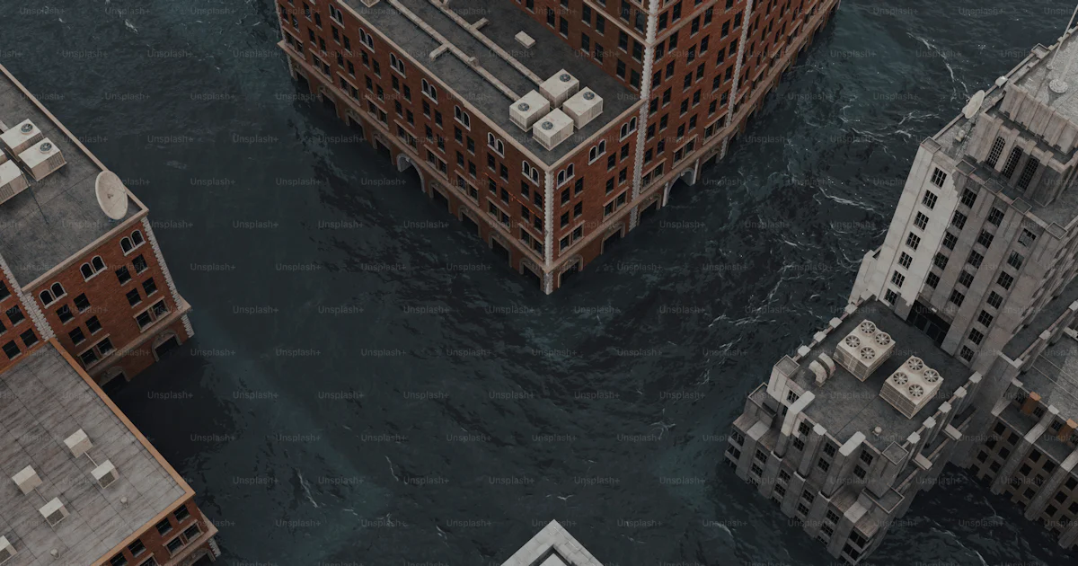 Splashed Buildings A group of buildings floating in a body of water photo – Wallpaper ...