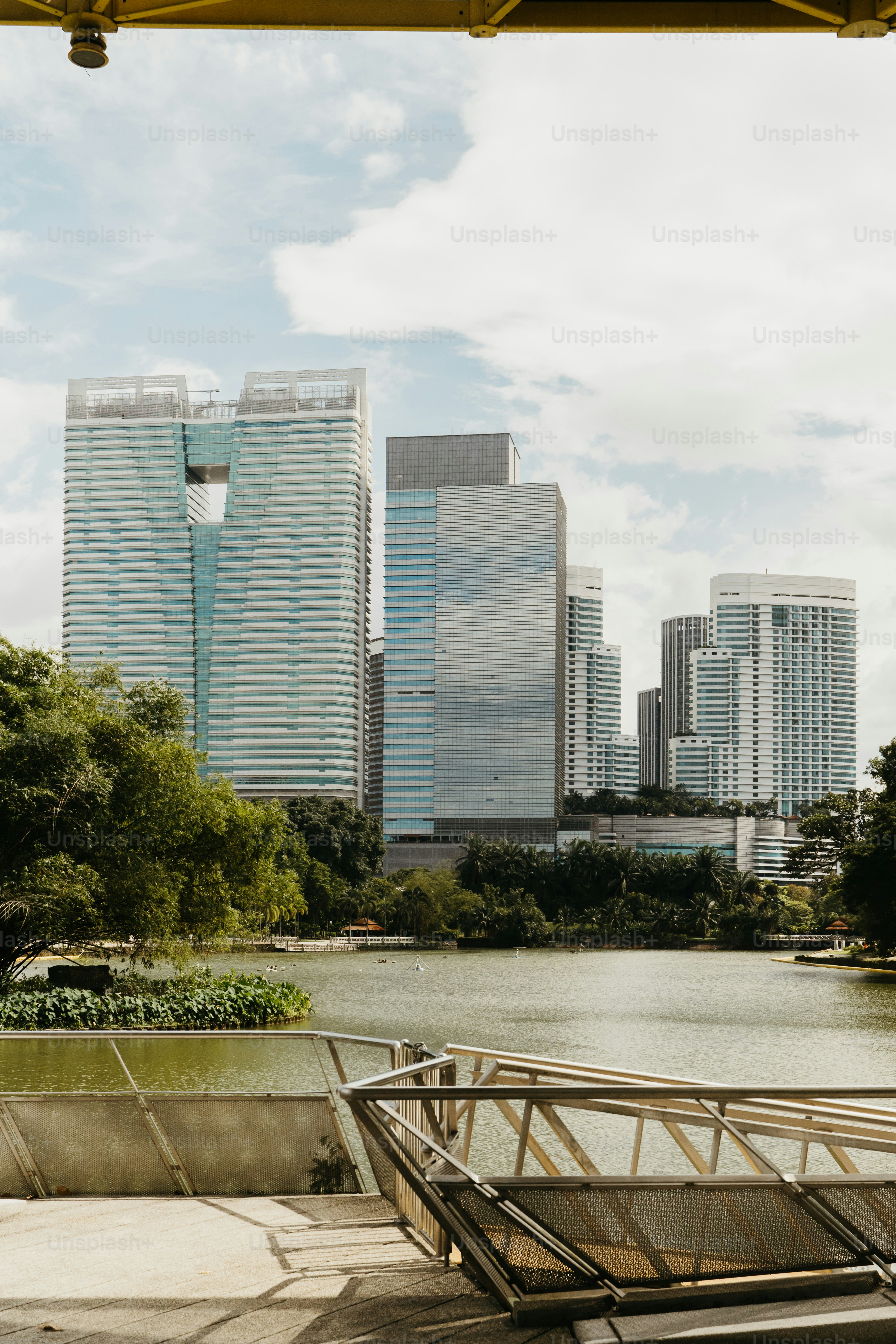 A view of a city from a bridge
