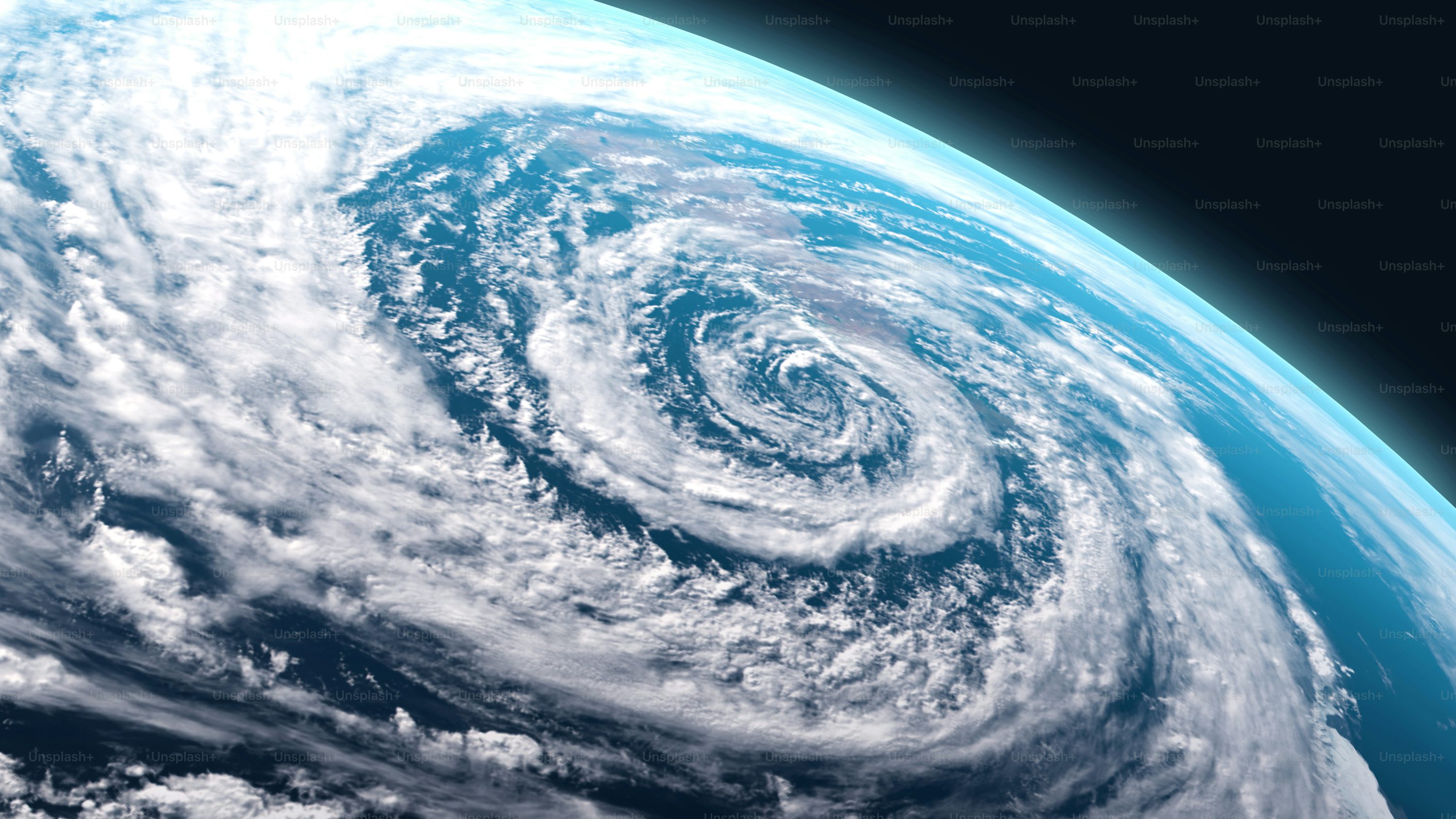 An image of a satellite view of a hurricane