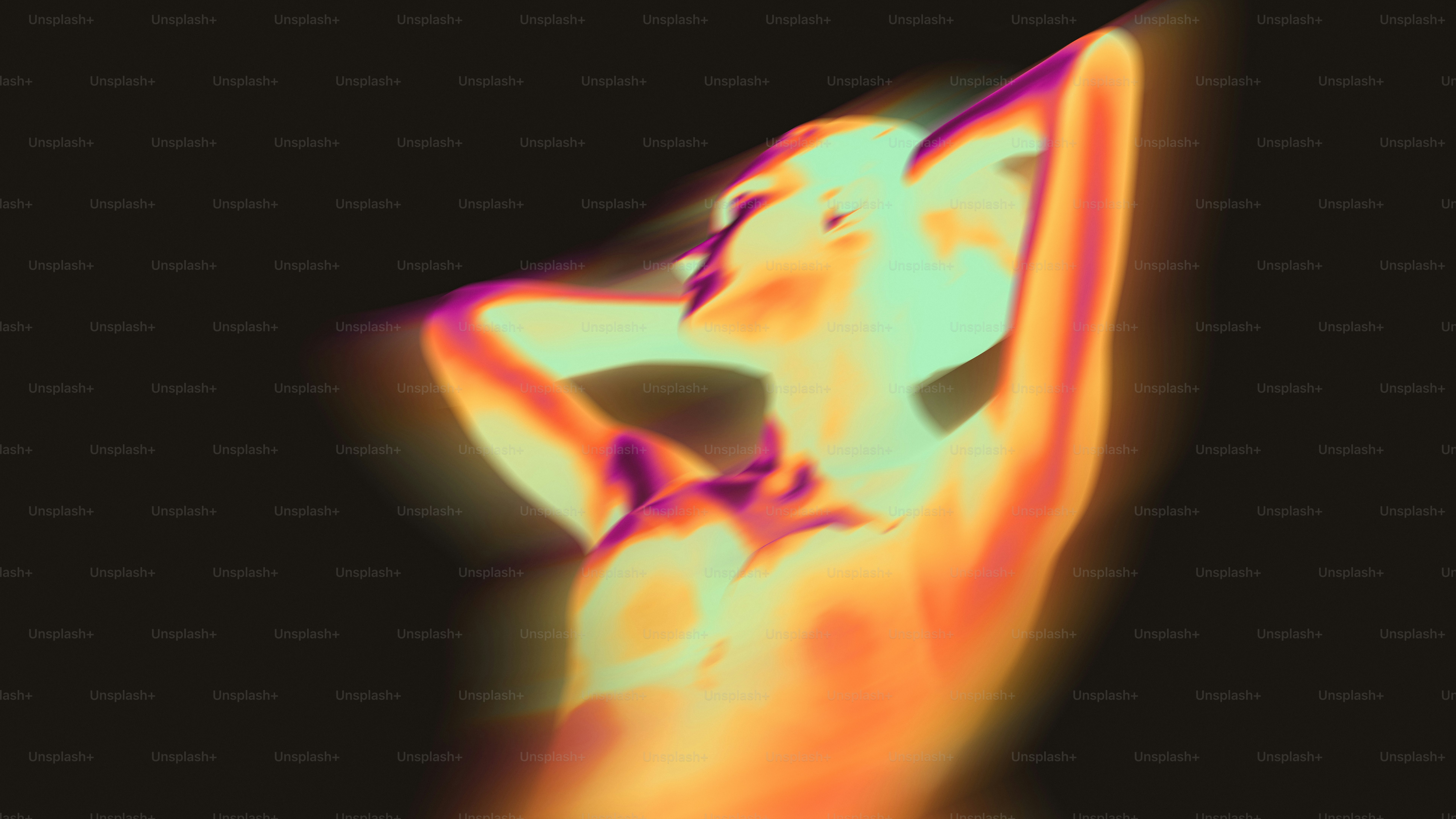 A blurry image of a woman's torso