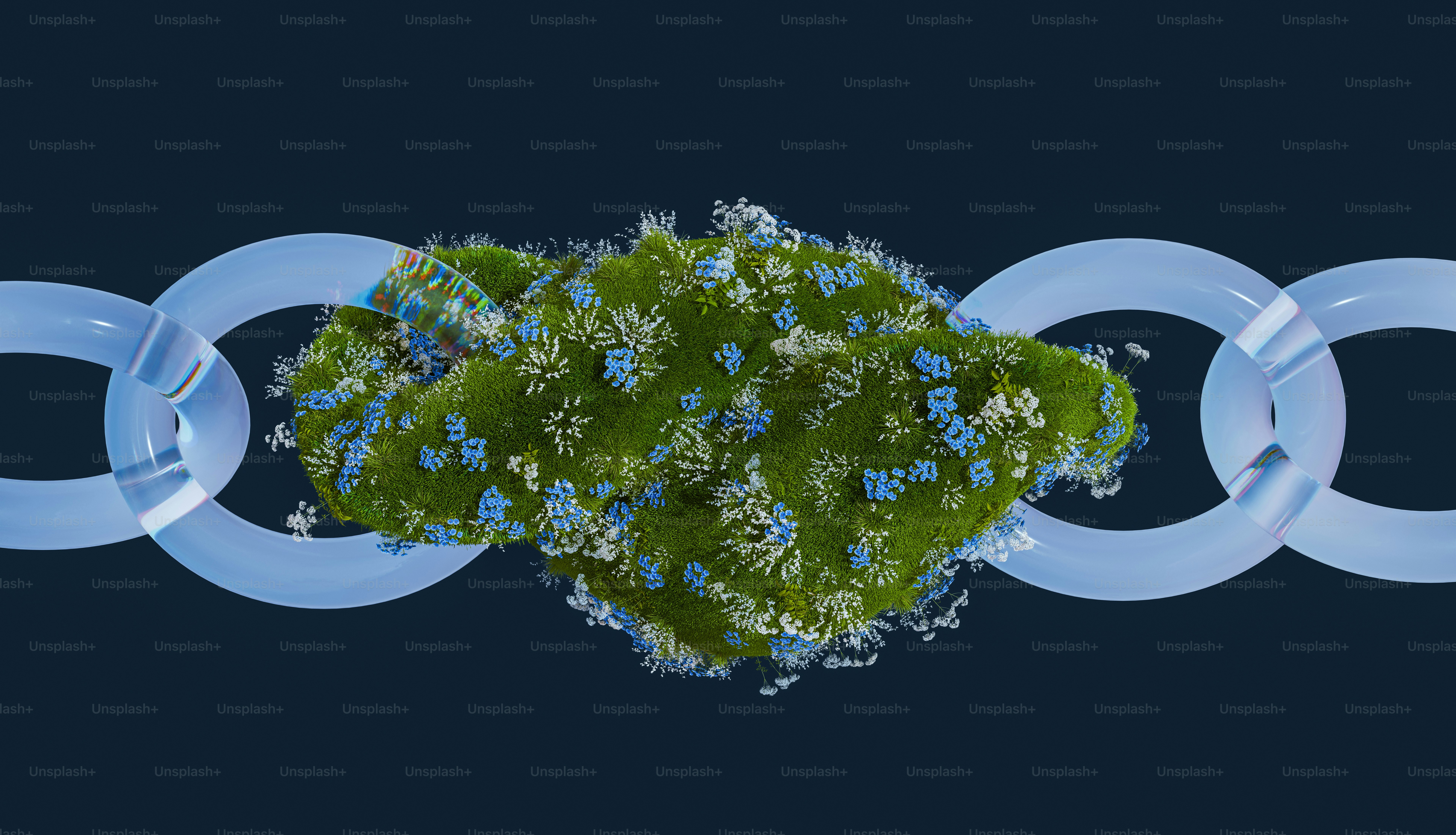 Das Bild eines Baumes in der Mitte einer Kette