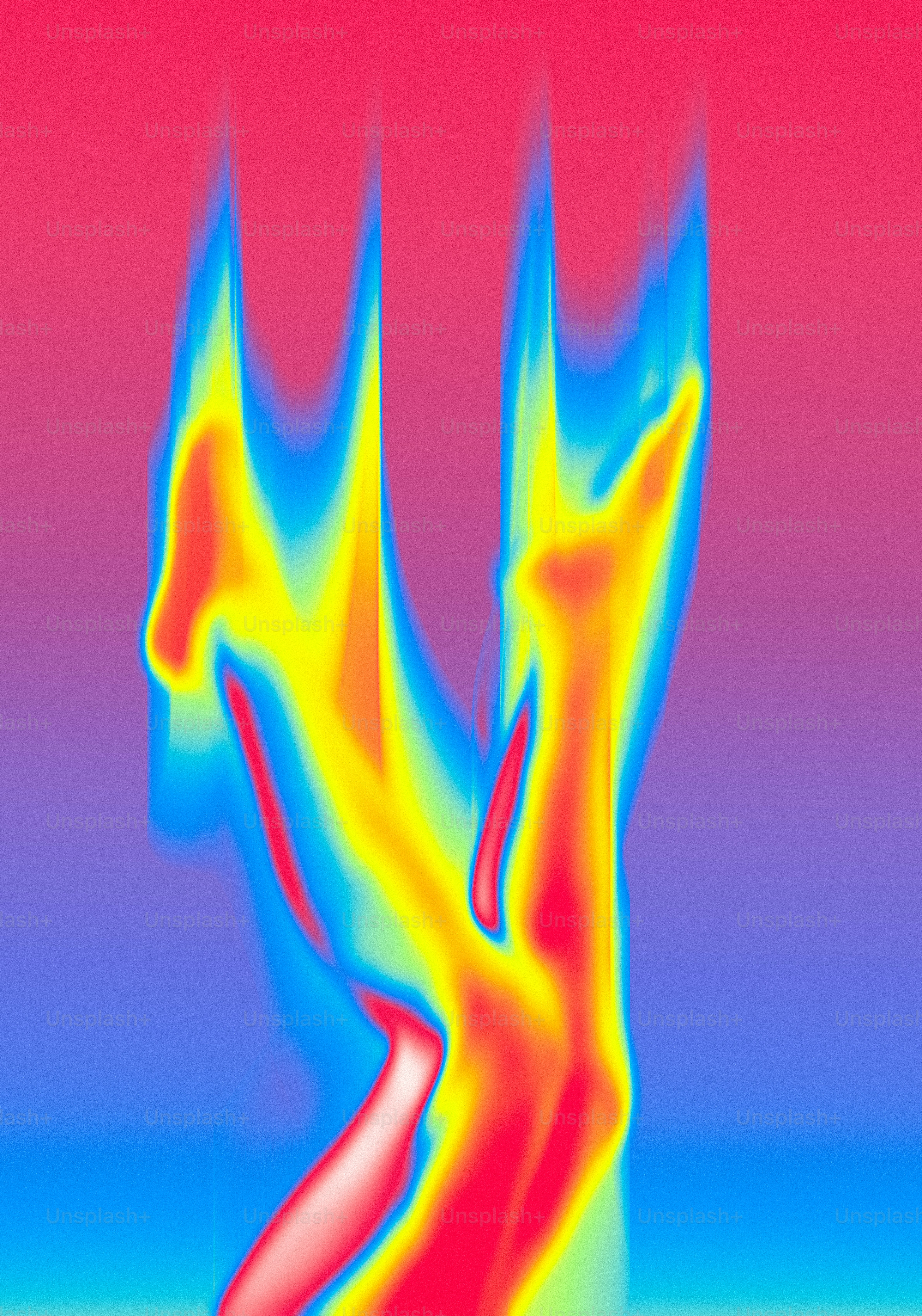 A colorful image of a cat with a long tail