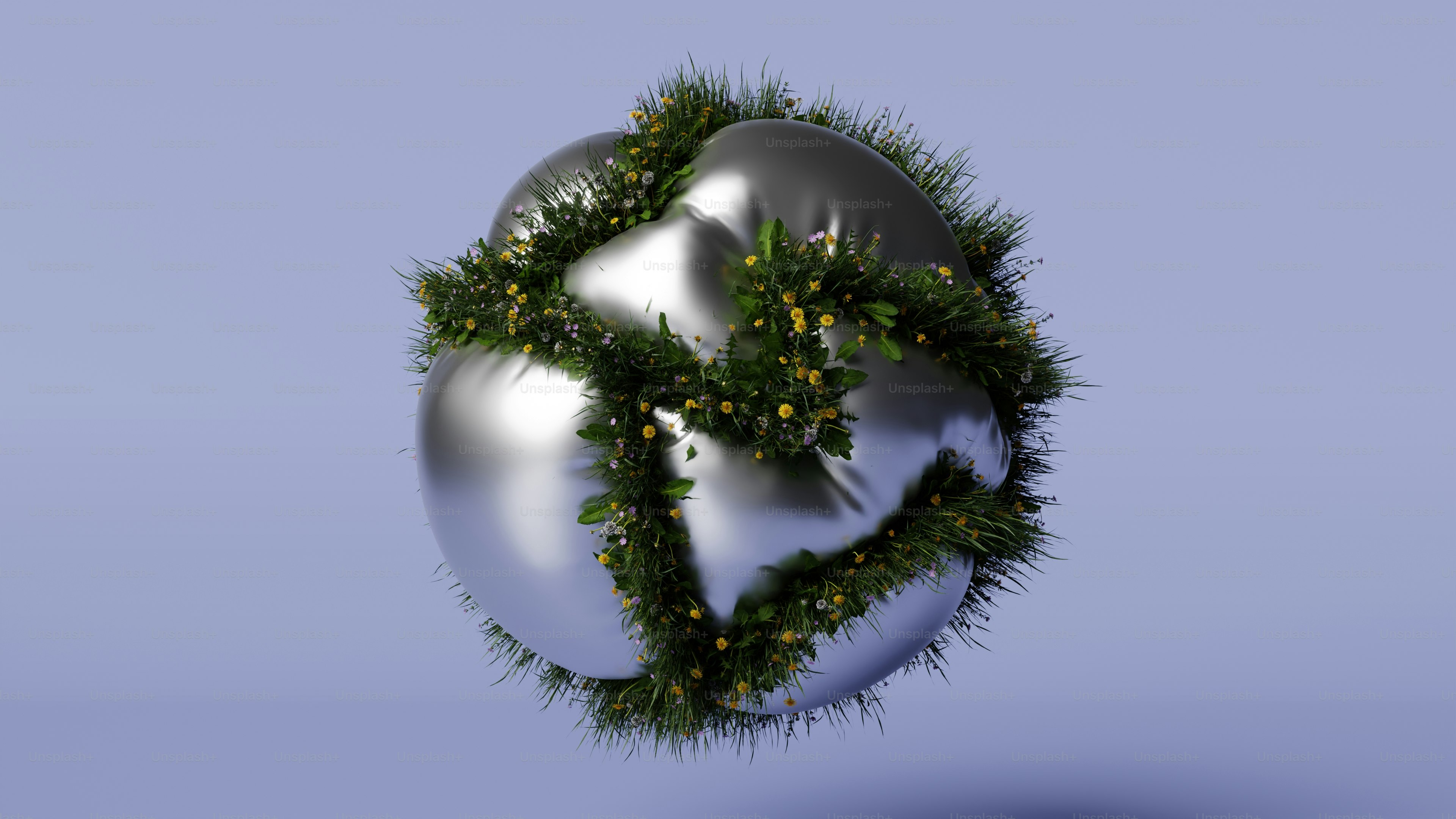 クリスマスツリーを上に乗せた銀のオーナメント