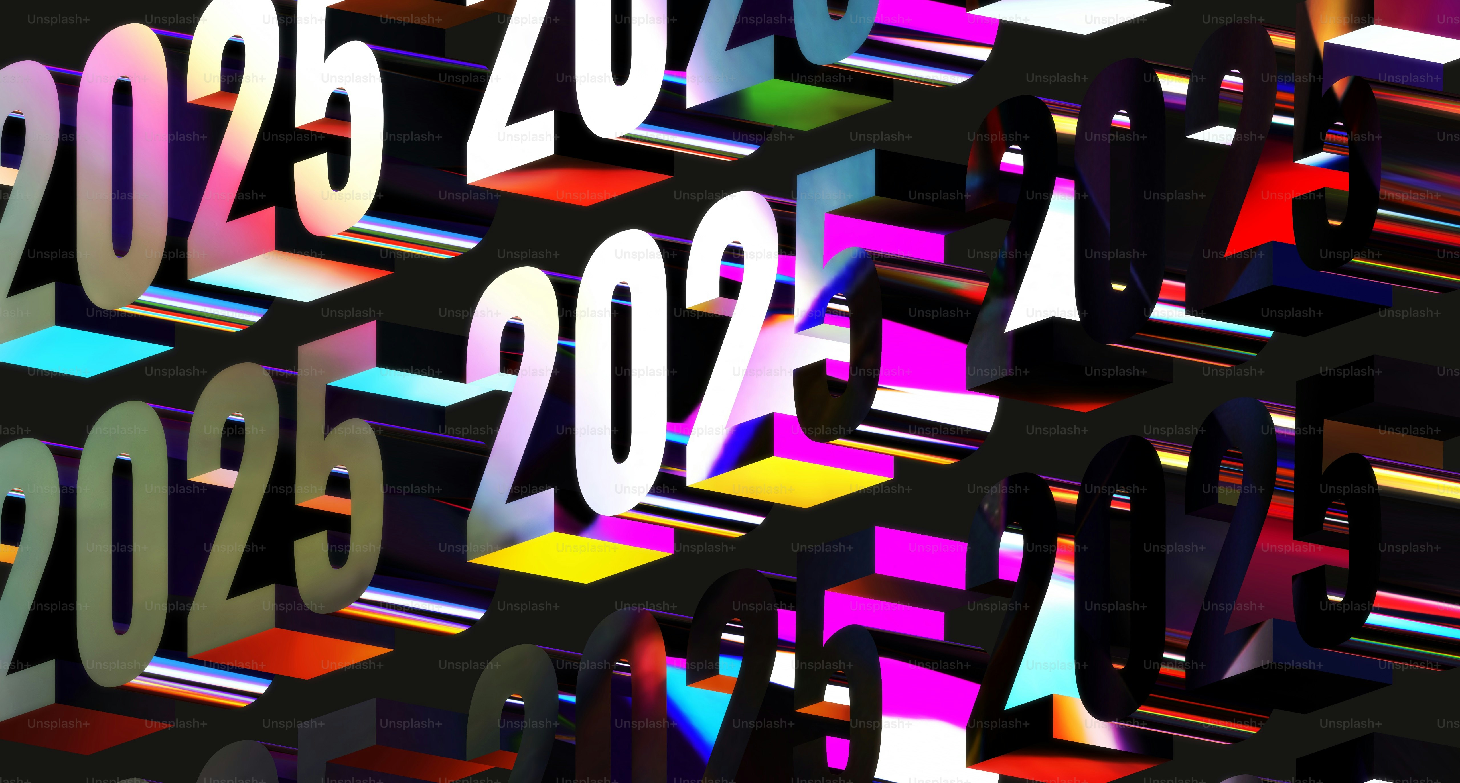 A large number of different colored numbers on a black background