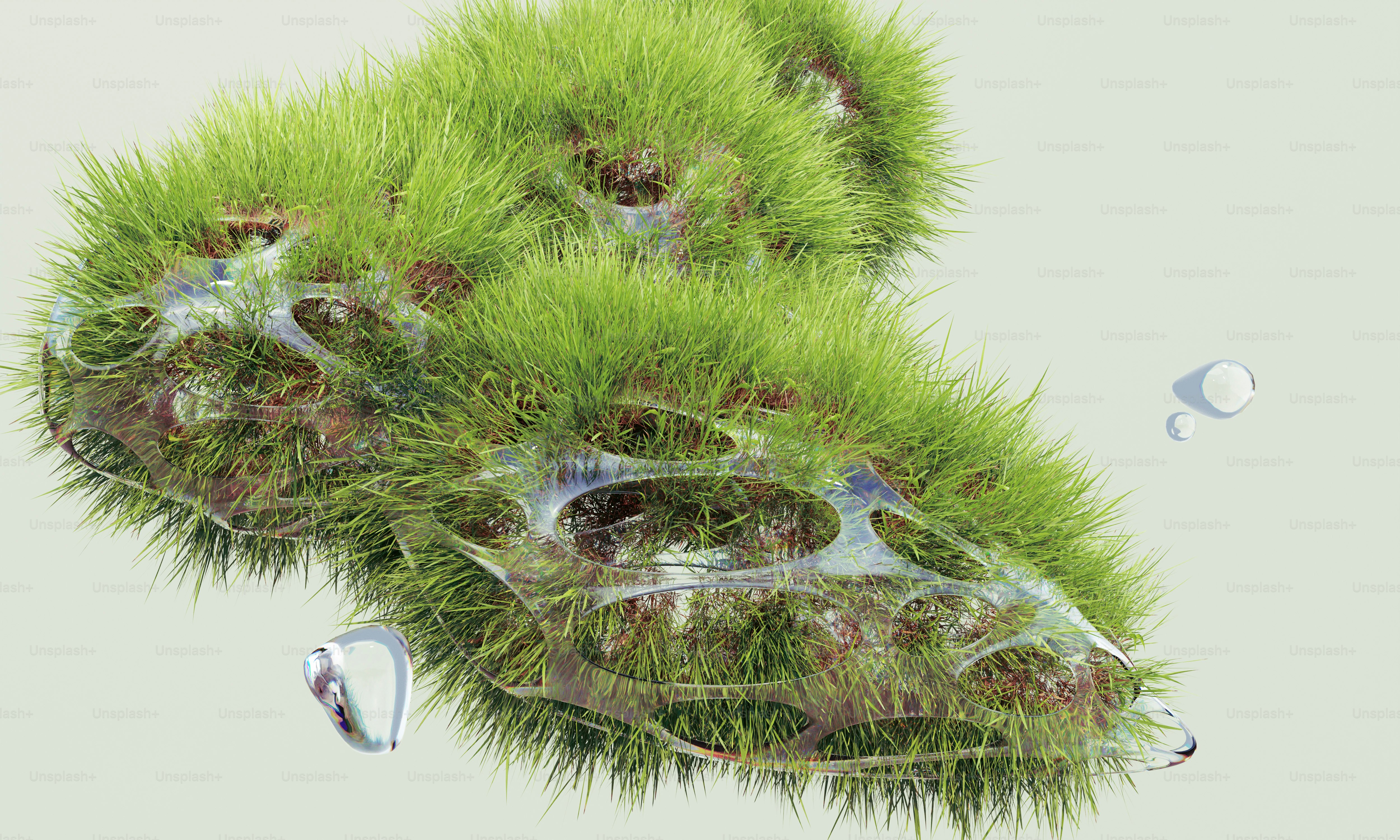 A green plant with water drops on it