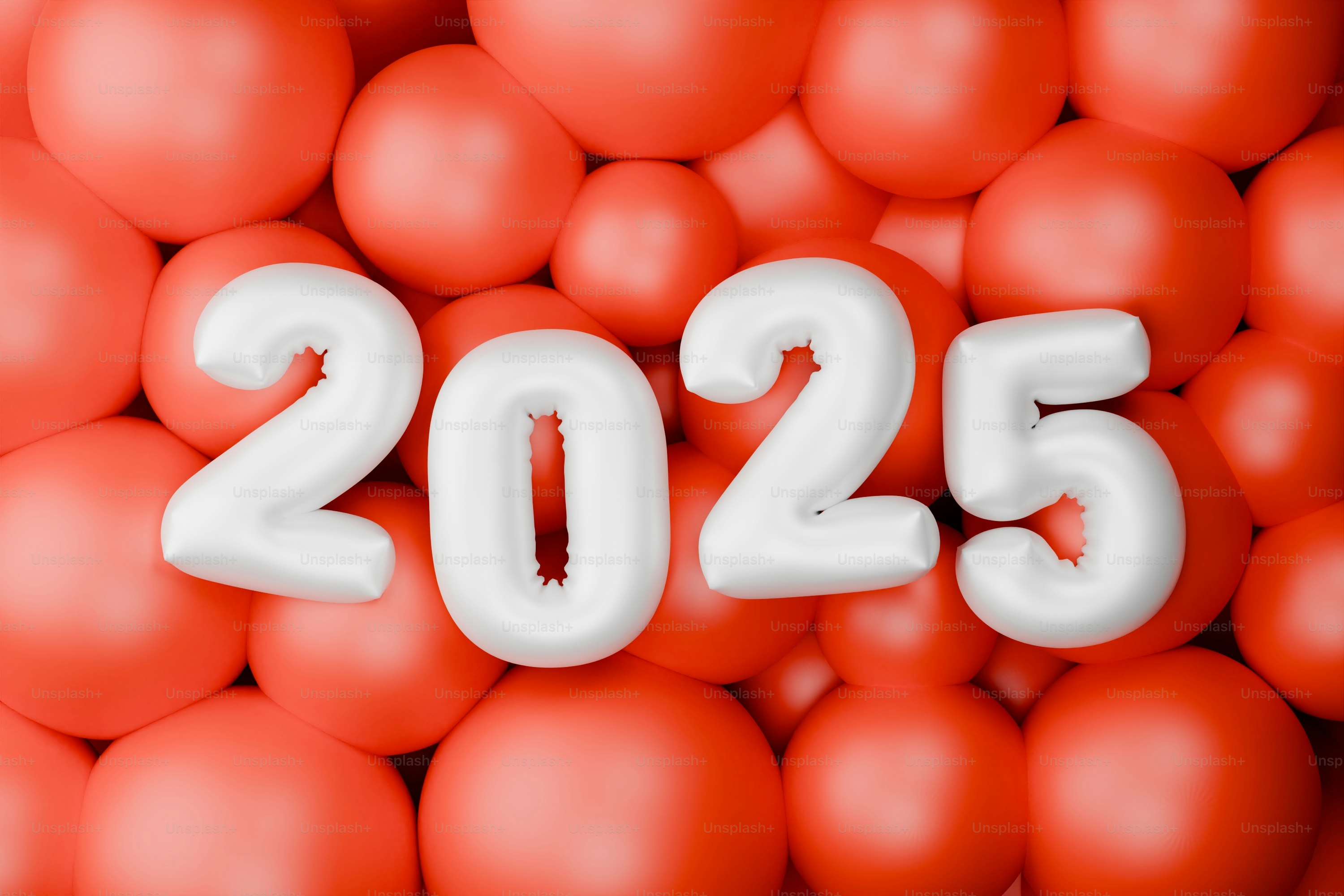 A bunch of red balls with the numbers 2055 on them
