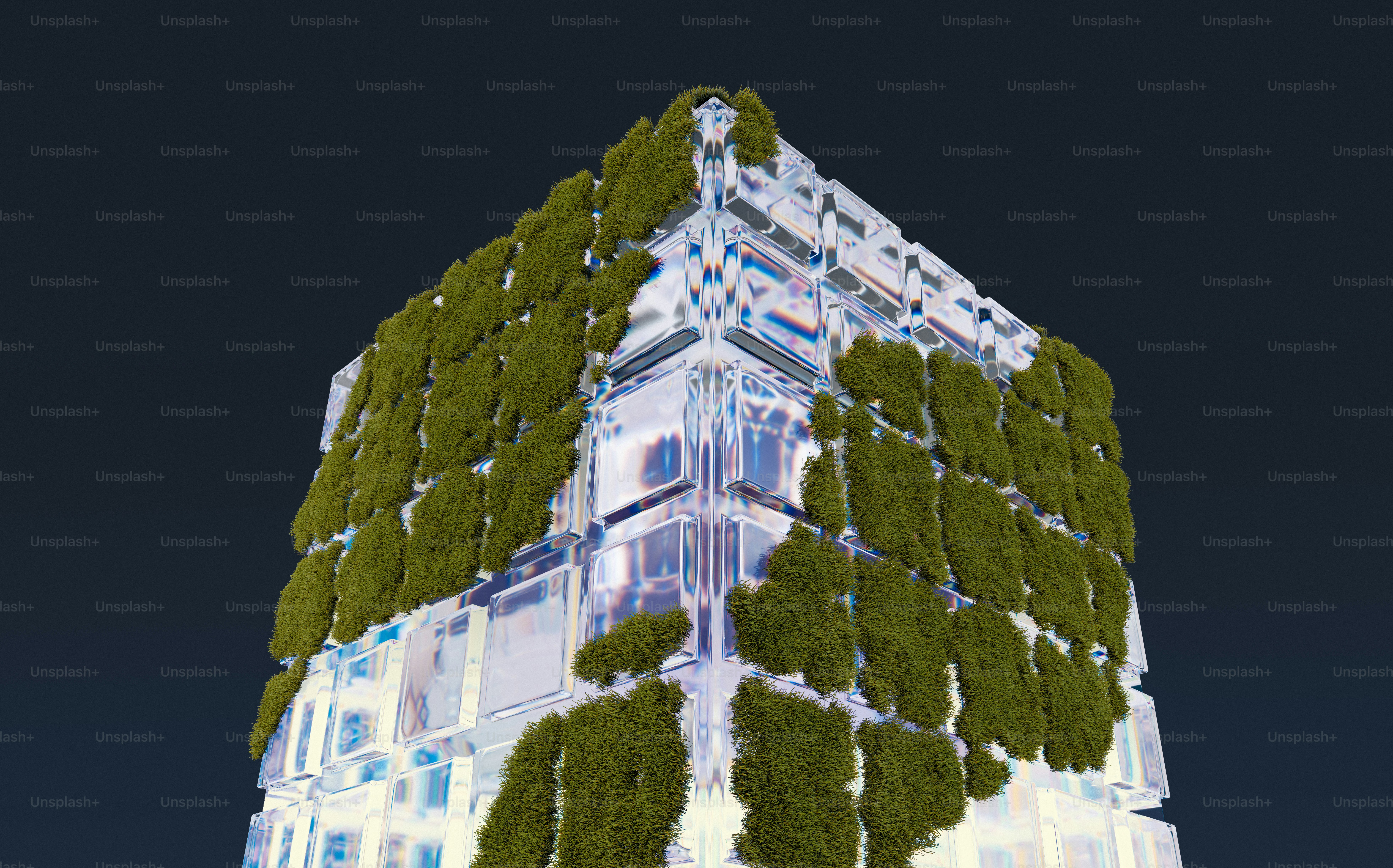 A very tall building with a bunch of trees on top of it photo ...