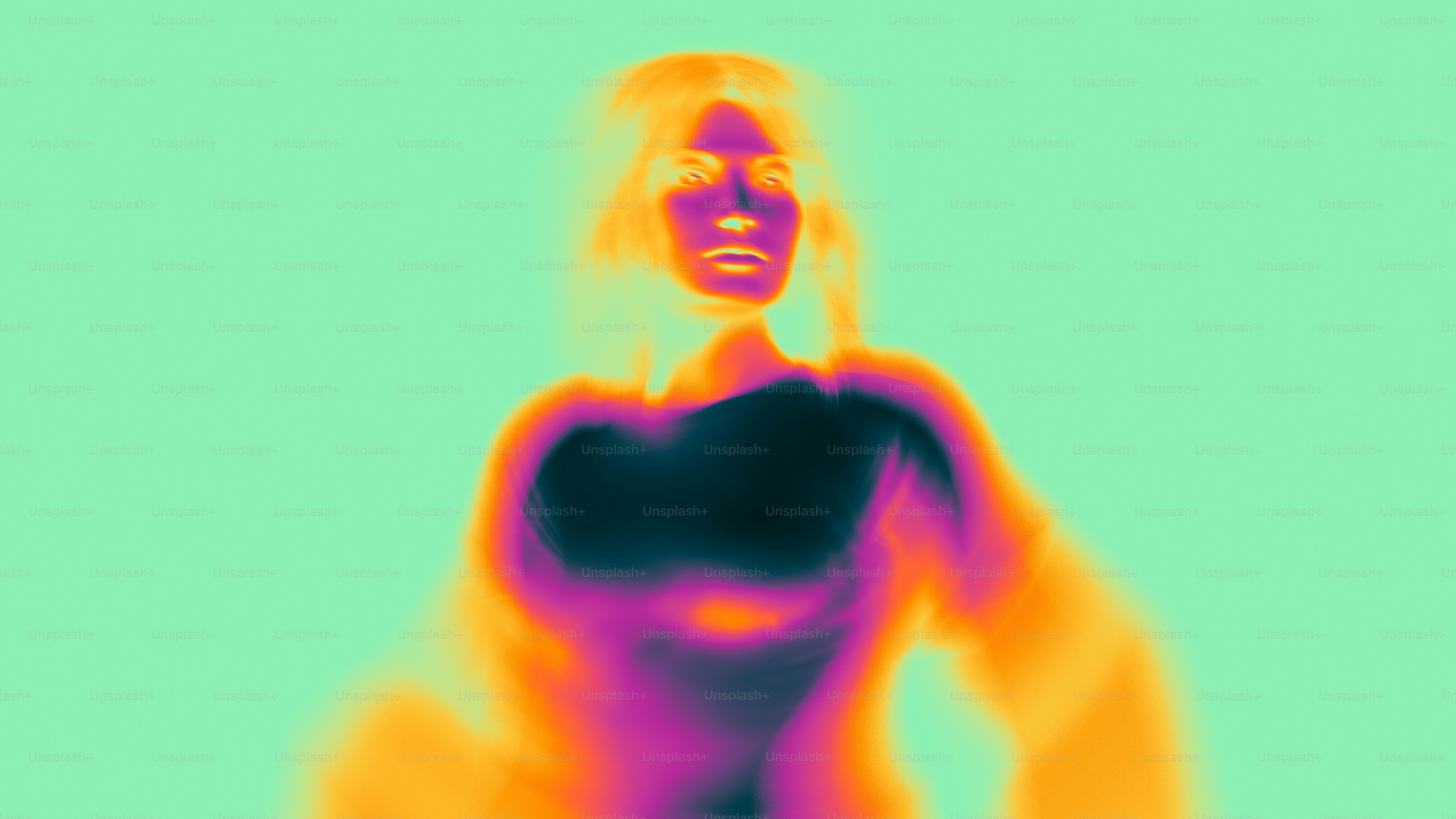 A blurry image of a woman in a bathing suit