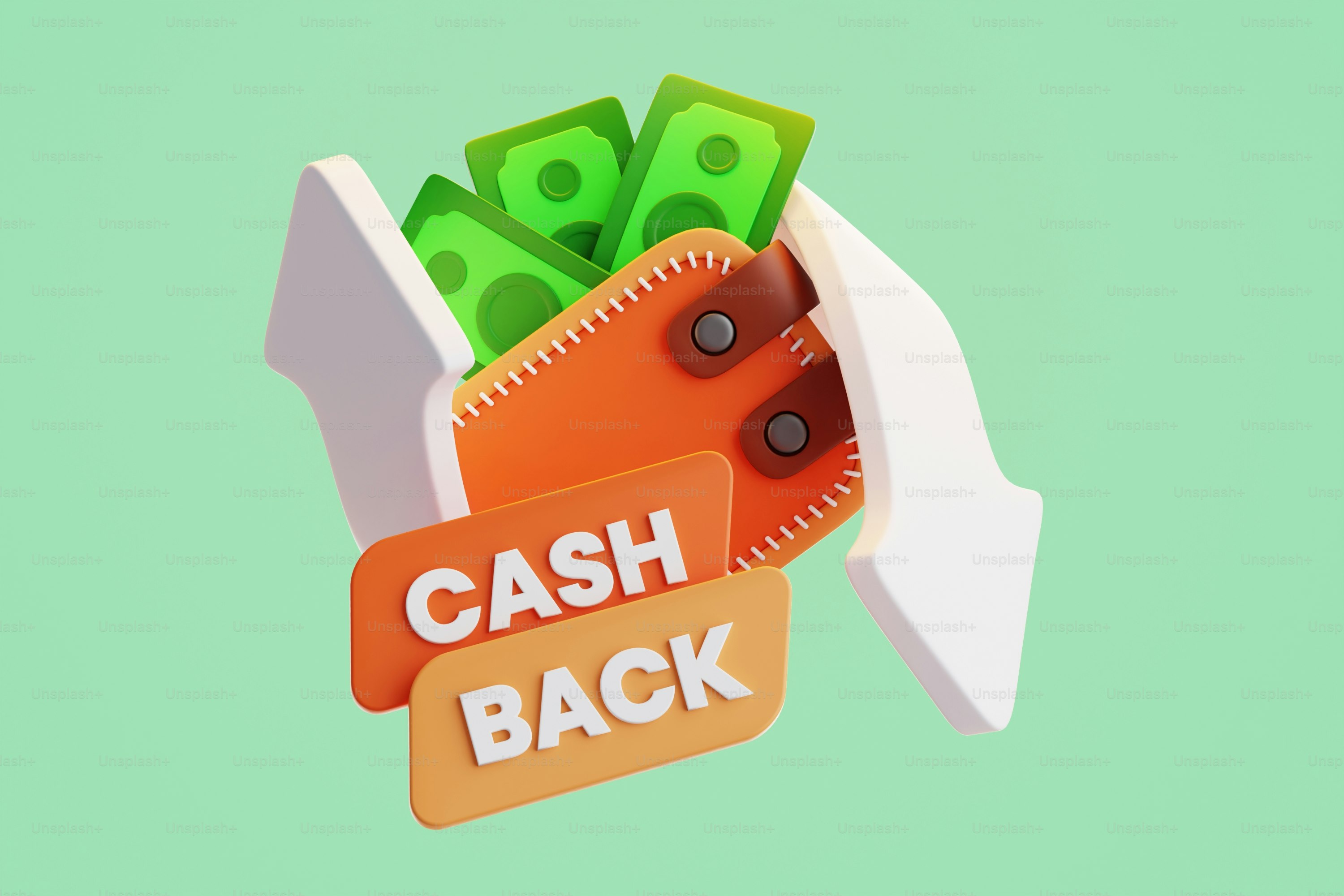 A pile of cash in a hand with a sign that says cash back