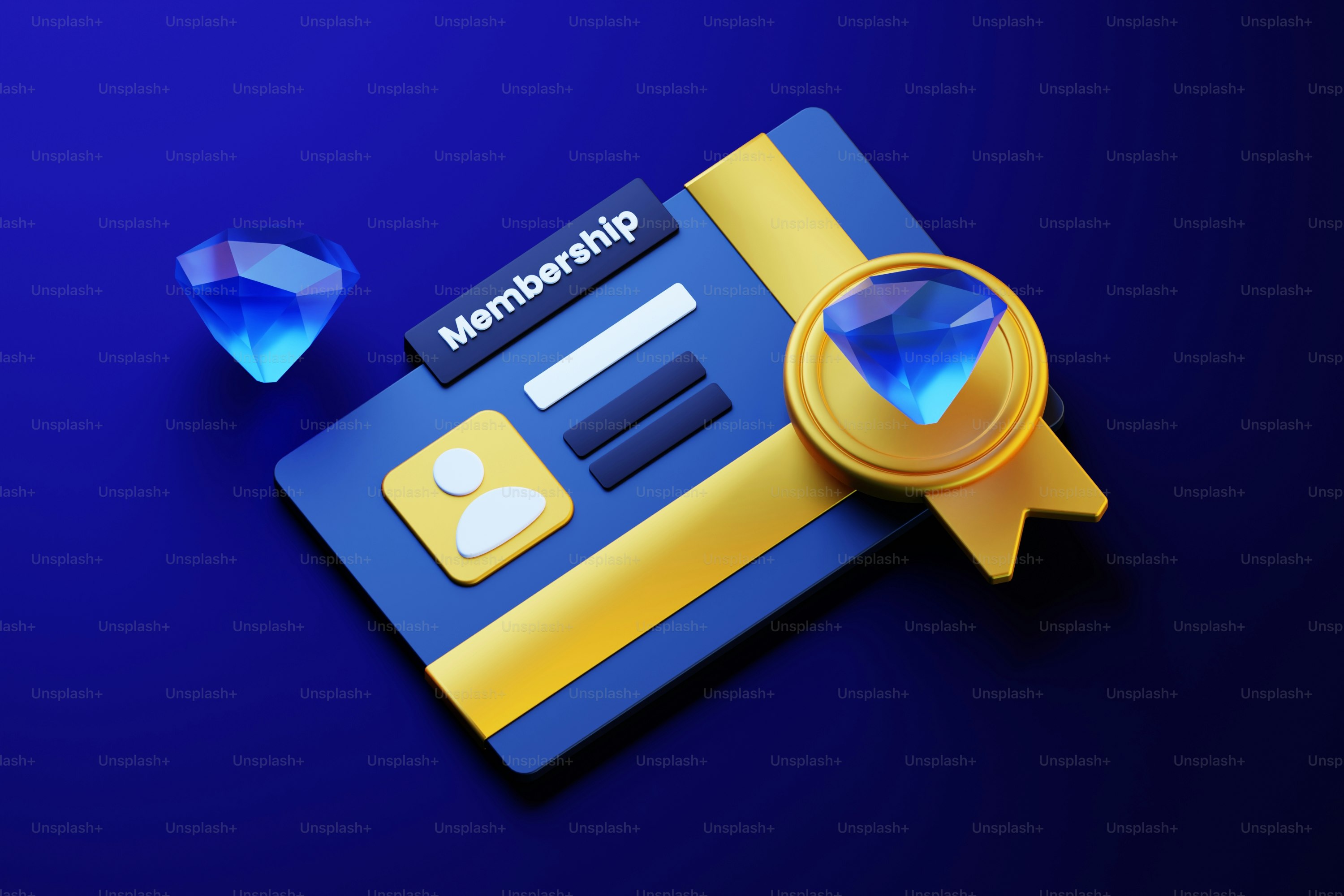 虫眼鏡付きの青と黄色のクレジットカード