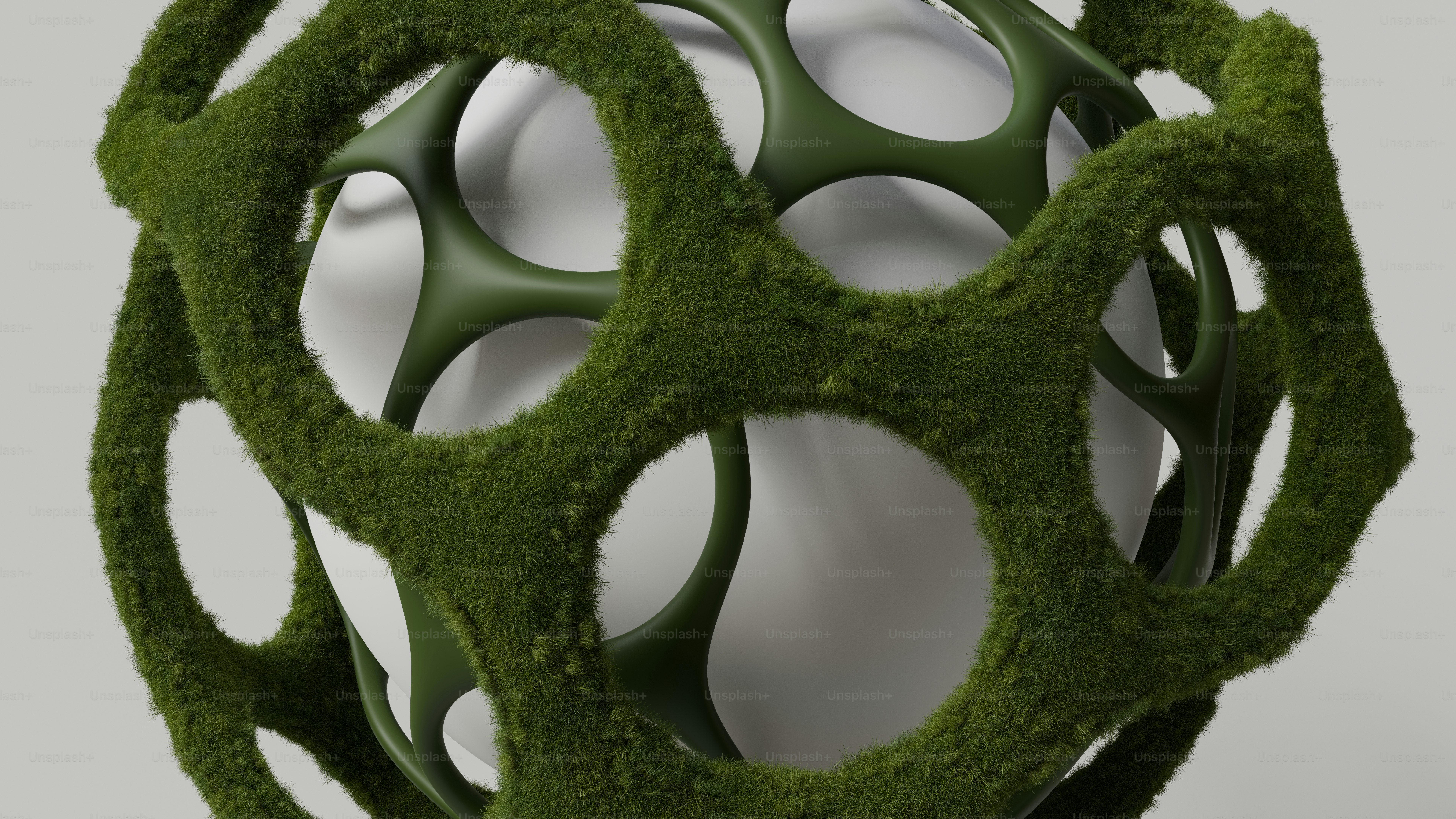 A ball made out of moss sitting on top of a table photo Ecological