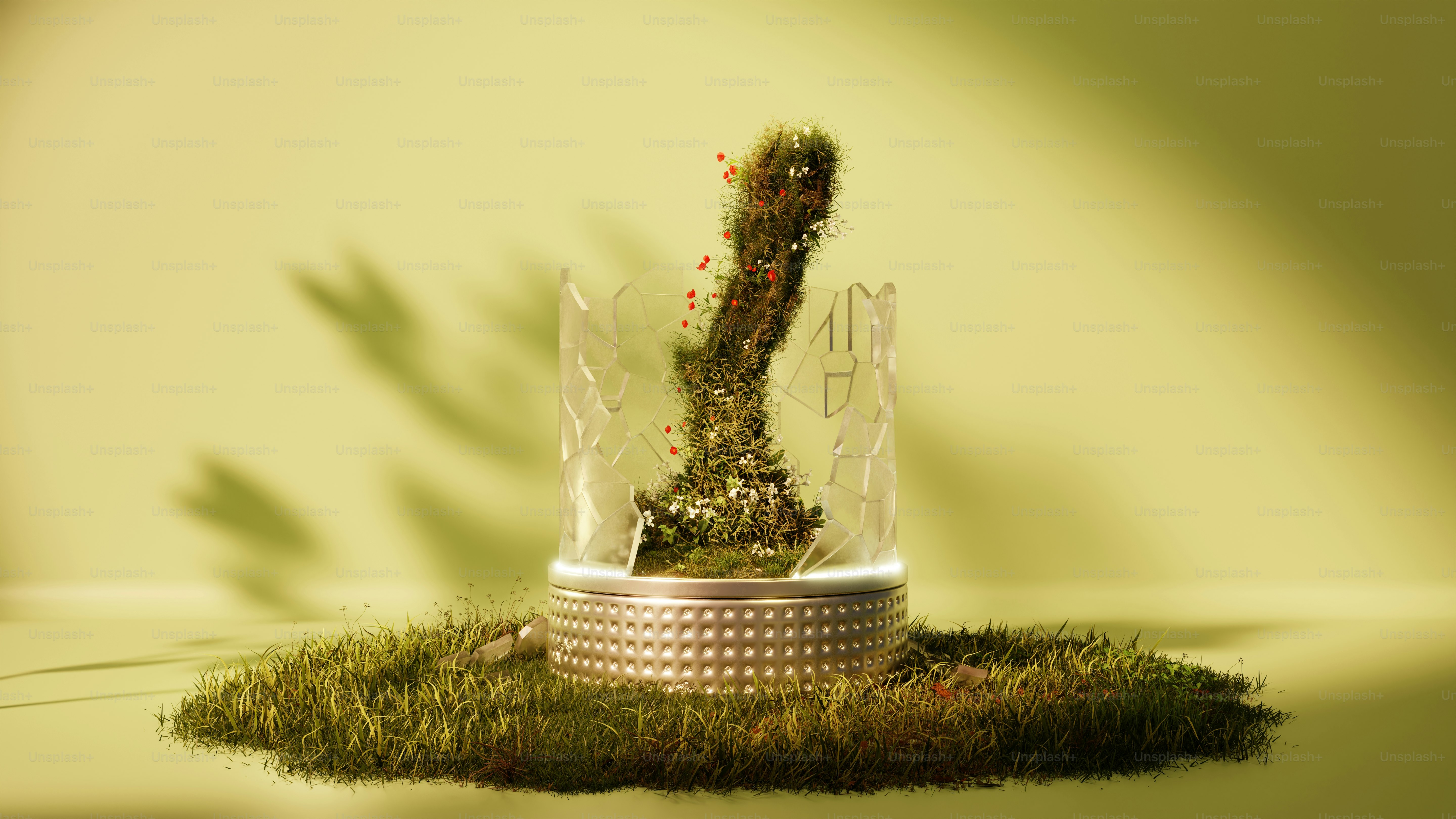 A plant in a glass vase on top of a table photo – Ecological Image on ...