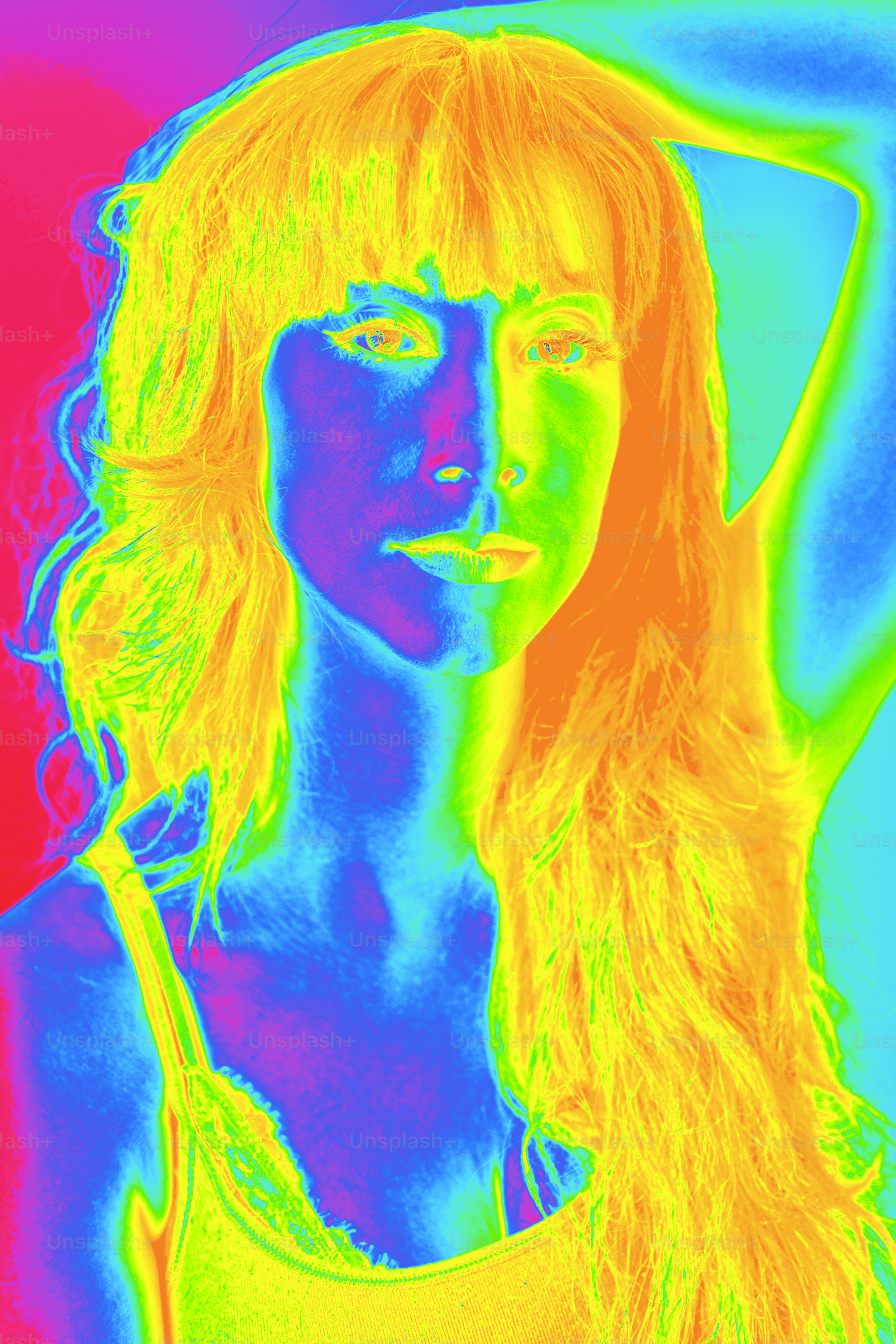 A woman with long blonde hair in a yellow dress