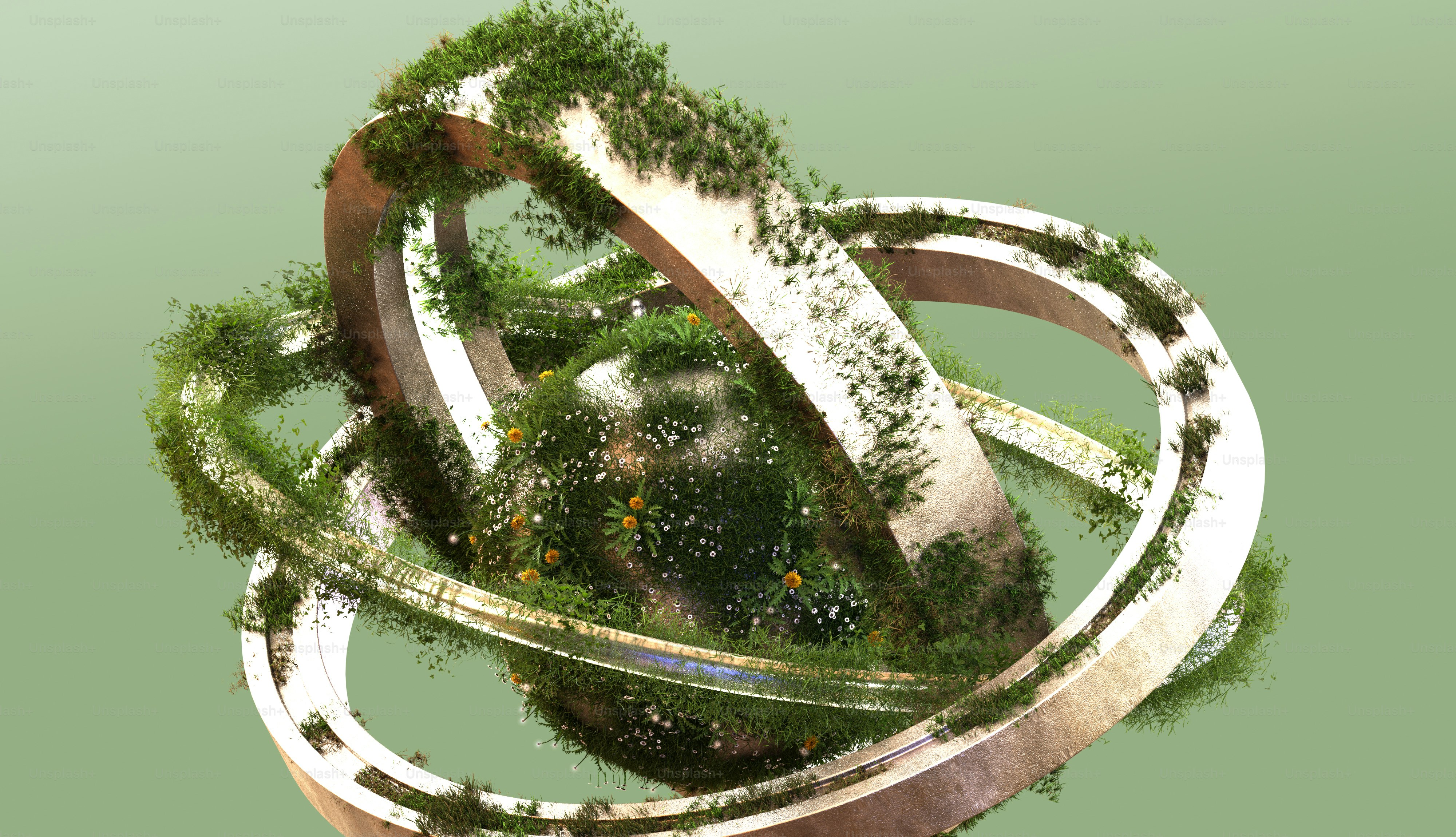 A picture of a green globe with trees on it