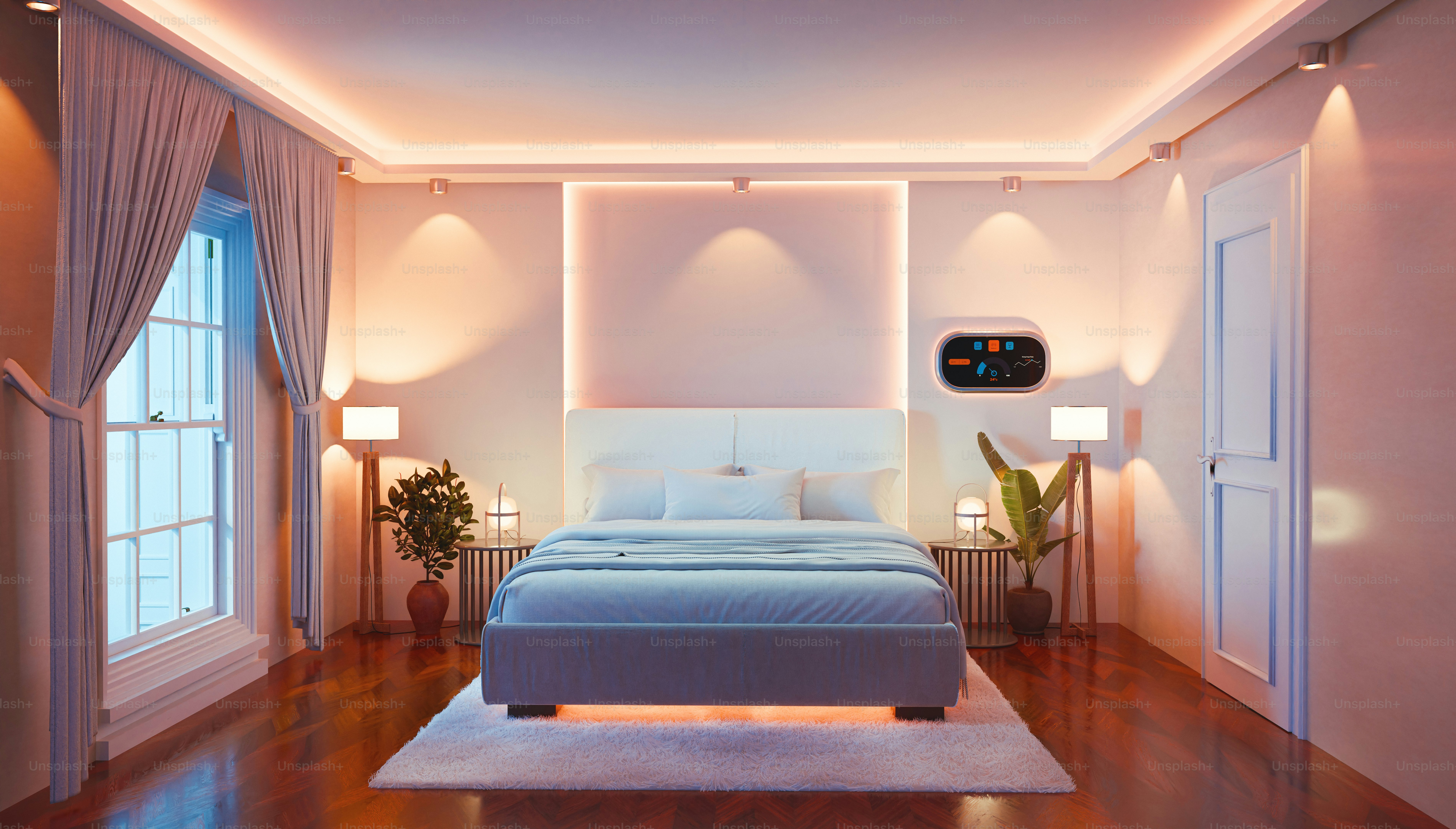 Smart thermostat device in the bedroom