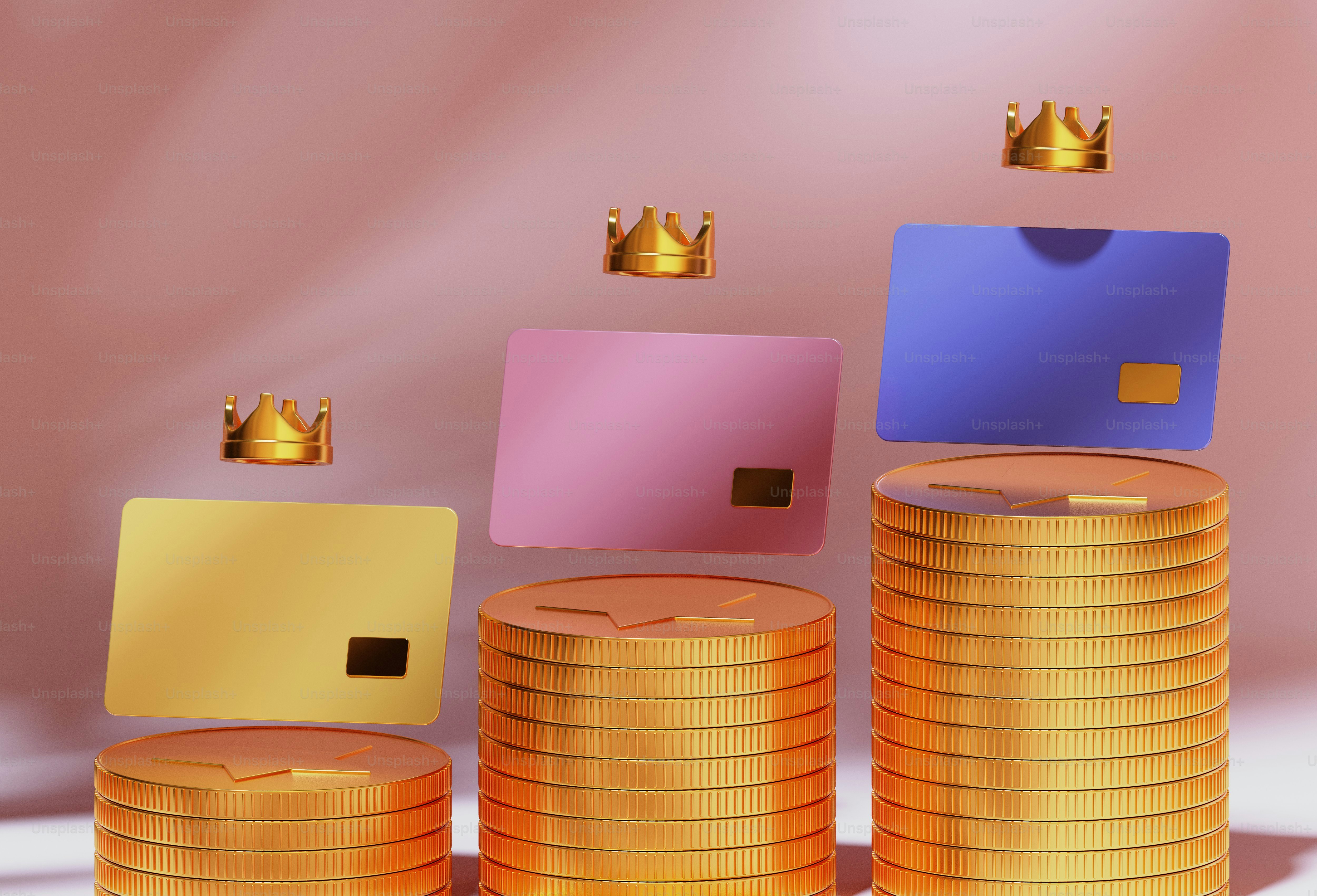 A pile of gold coins sitting on top of each other