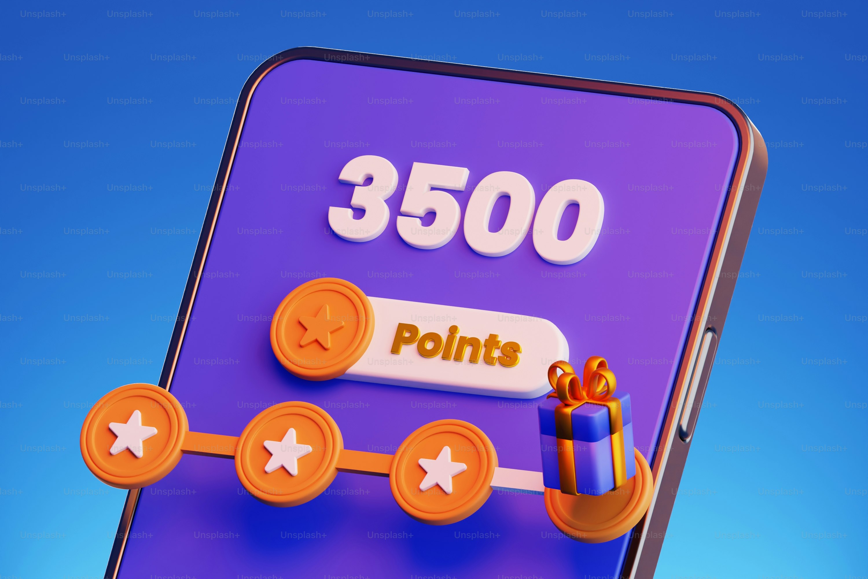 A purple phone with an orange button on it