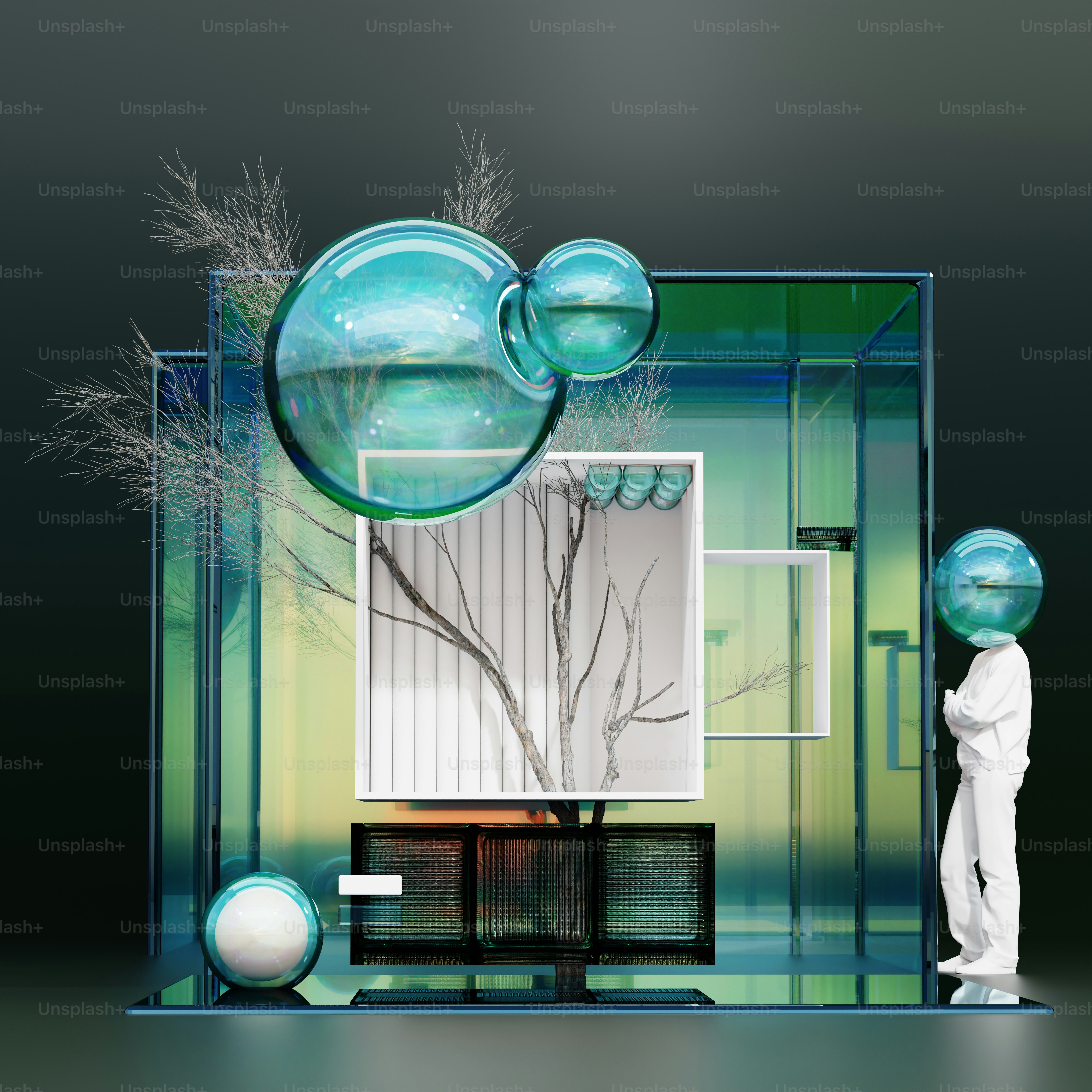 A man standing in front of a glass building