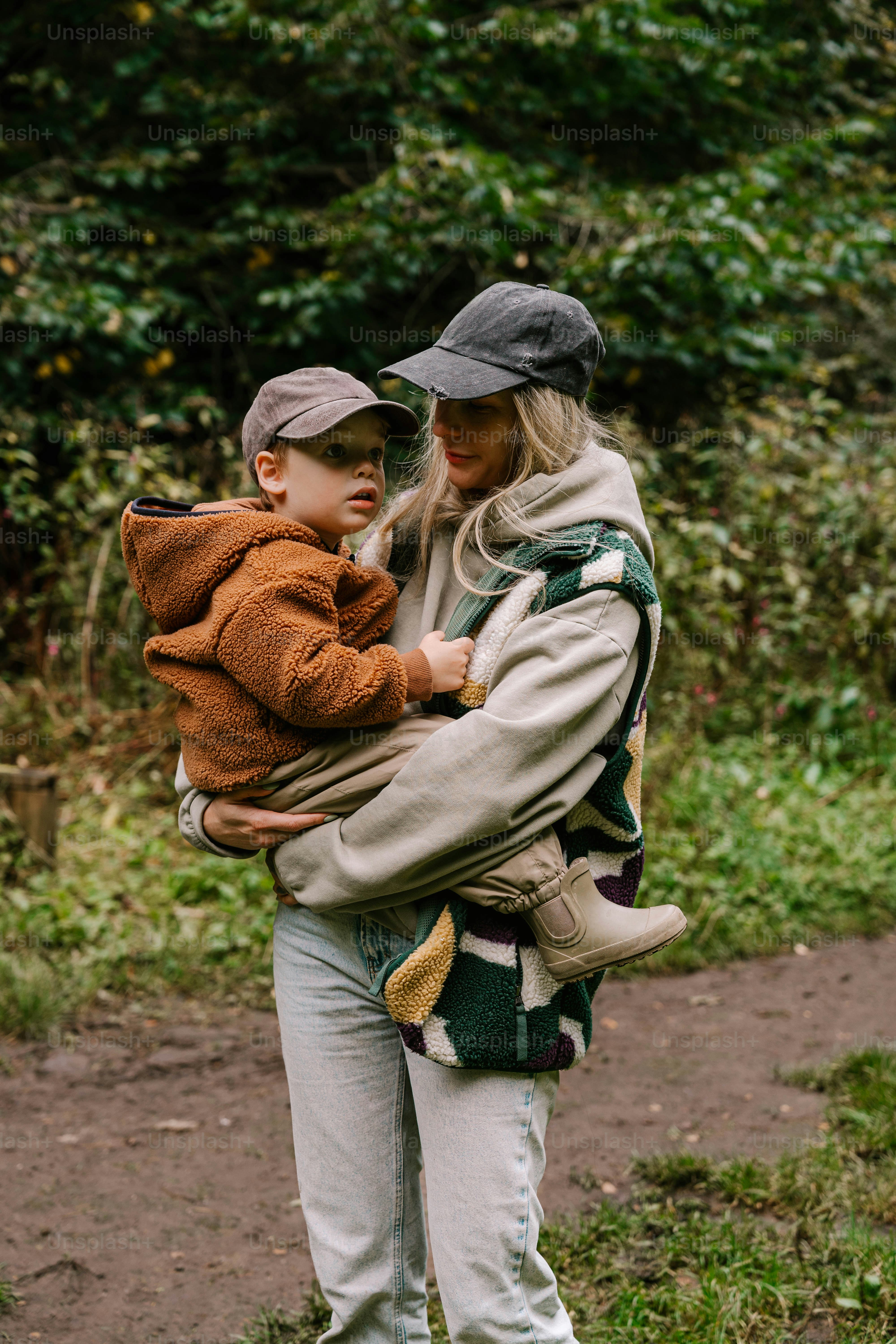 A woman holding a child in her arms