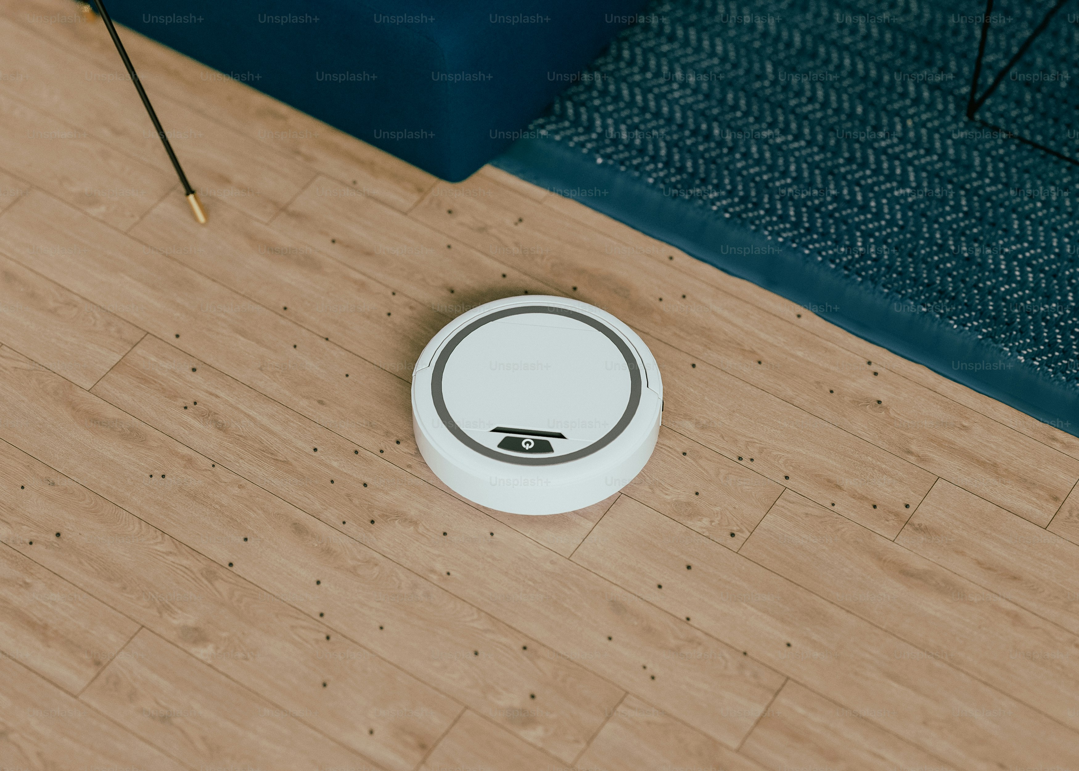 A white object on the floor in a room