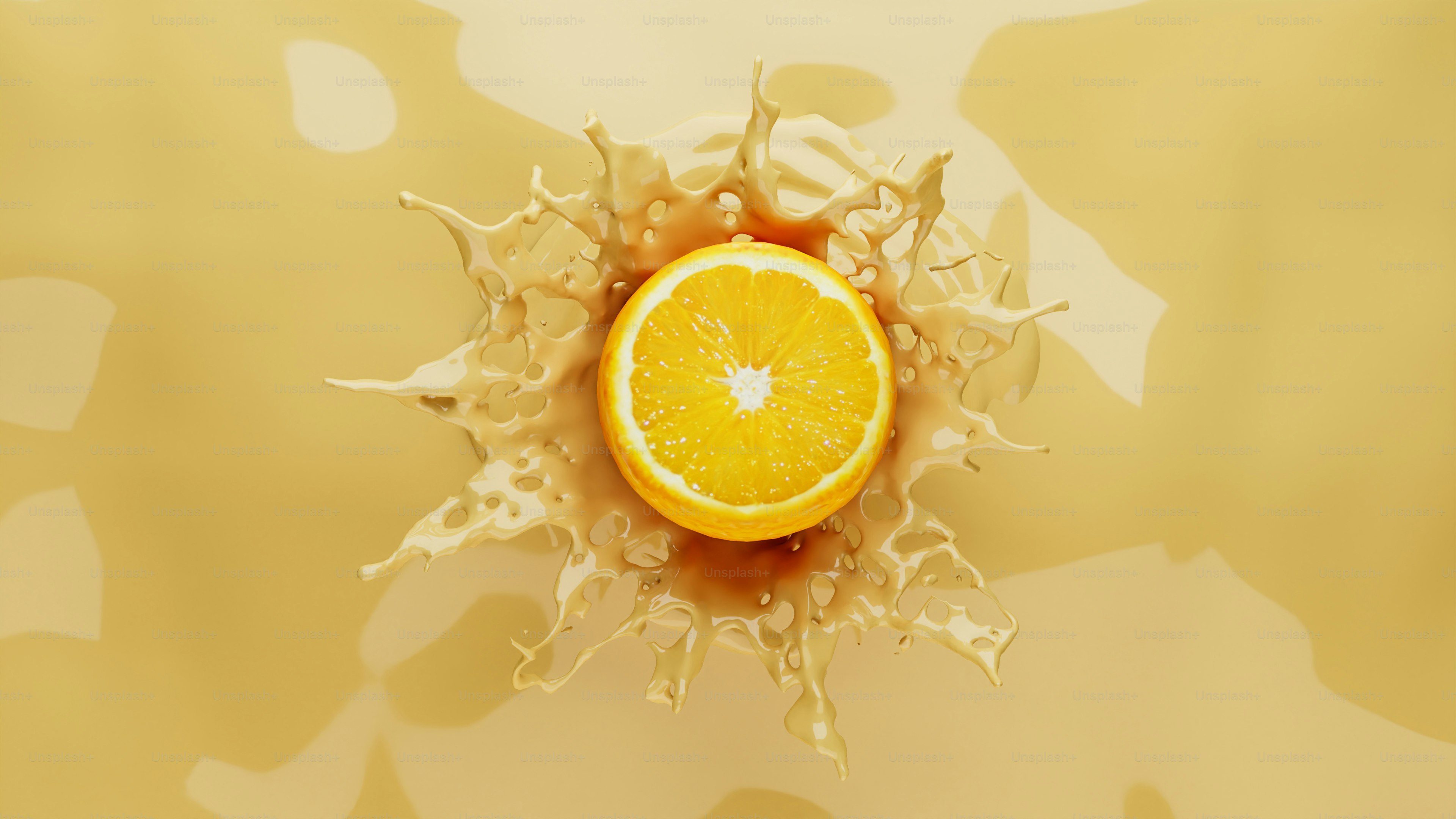 Una naranja cortada por la mitad sentada encima de una mesa