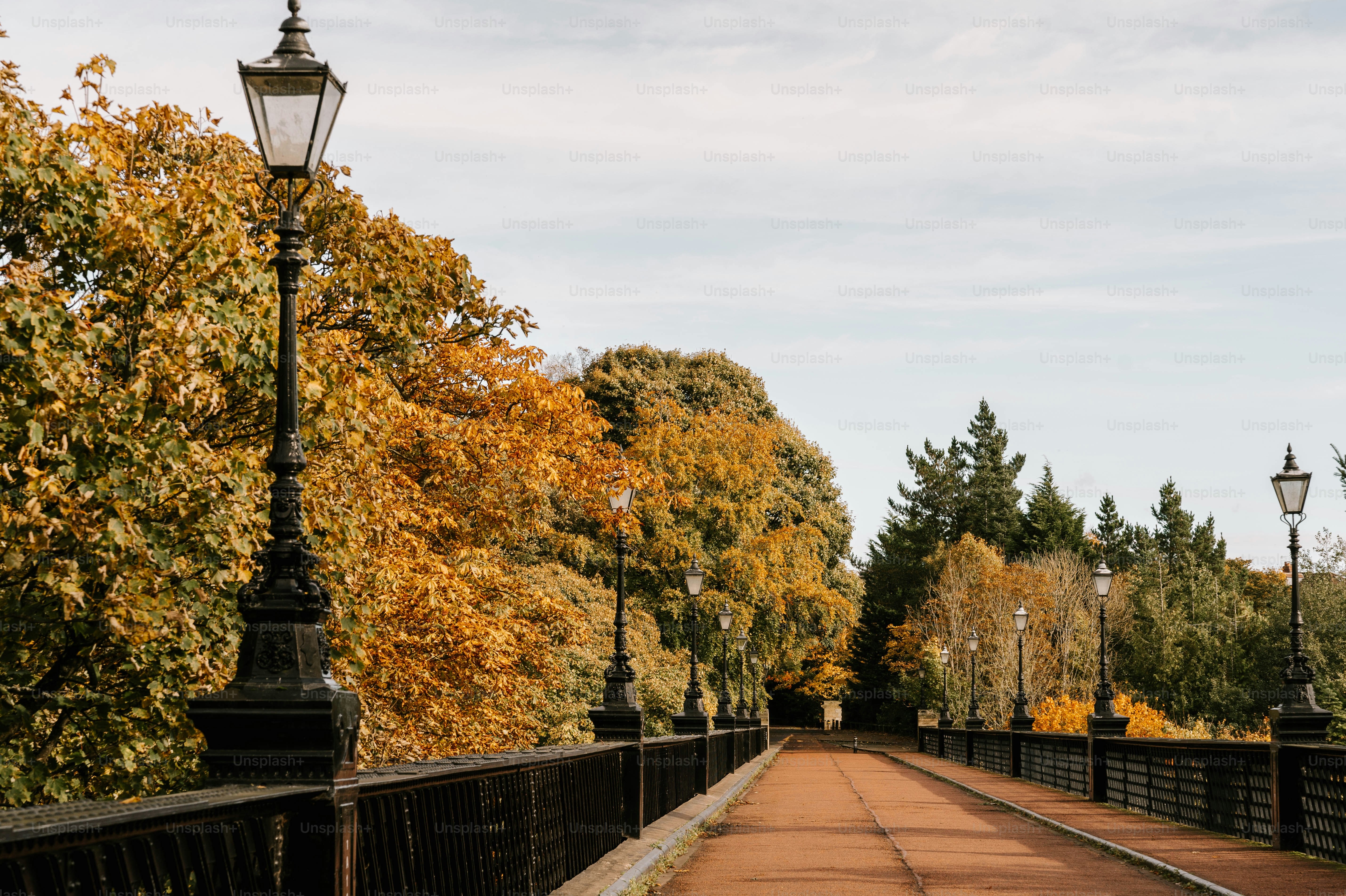 A street light sitting on the side of a bridge