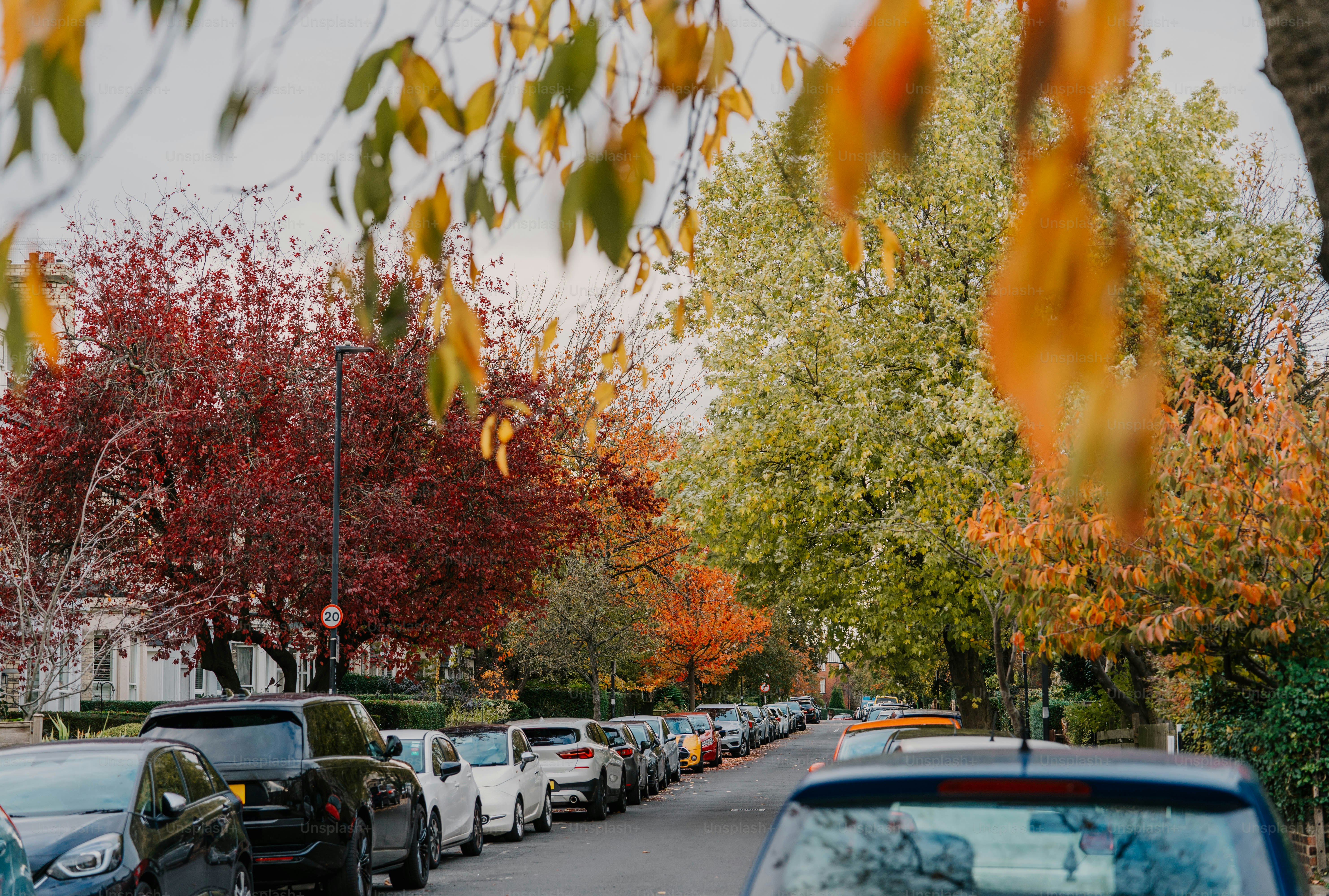 A street filled with lots of parked cars
