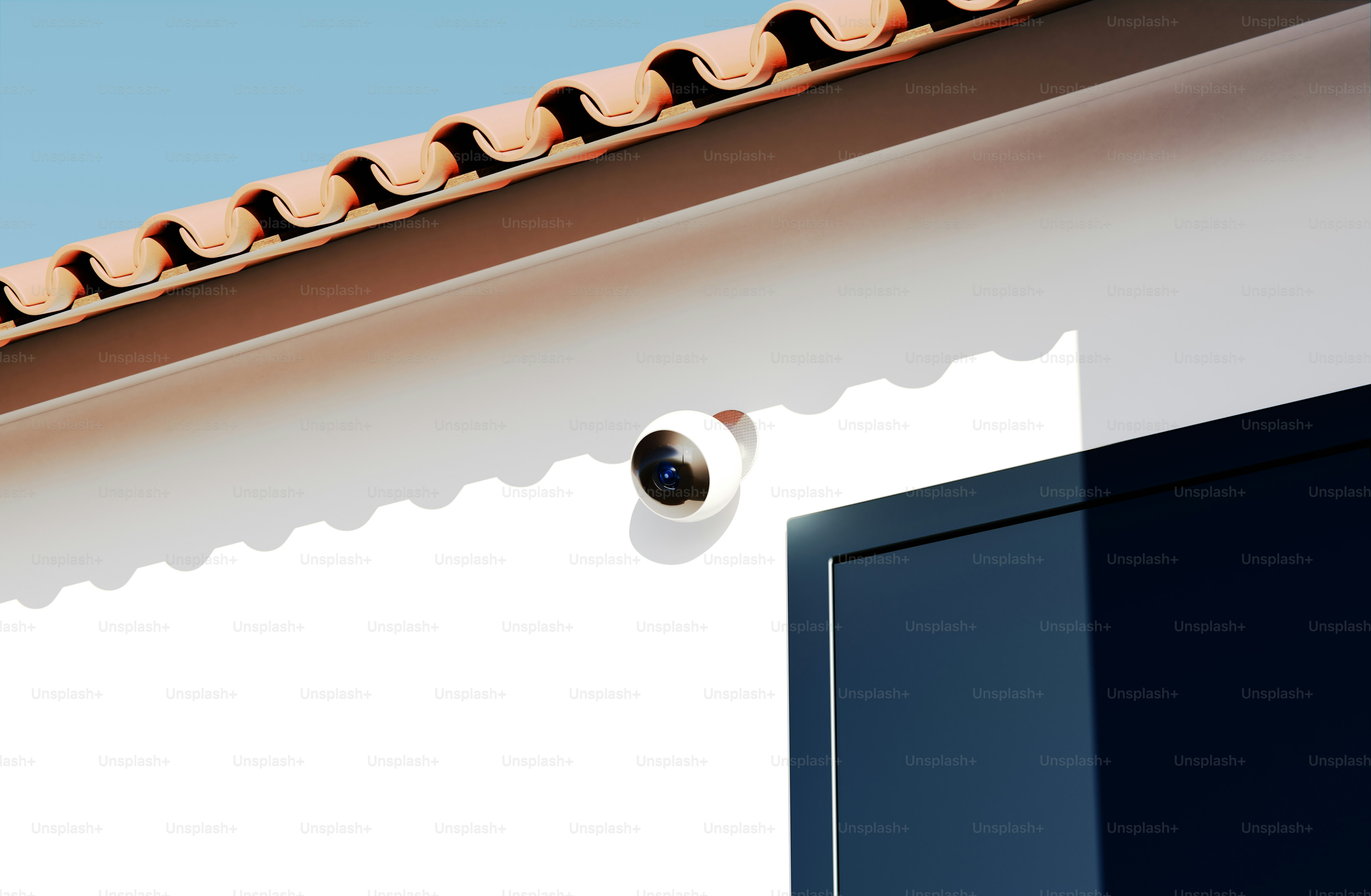 Exterior LED automation setup with motion detection lighting near residential entrance