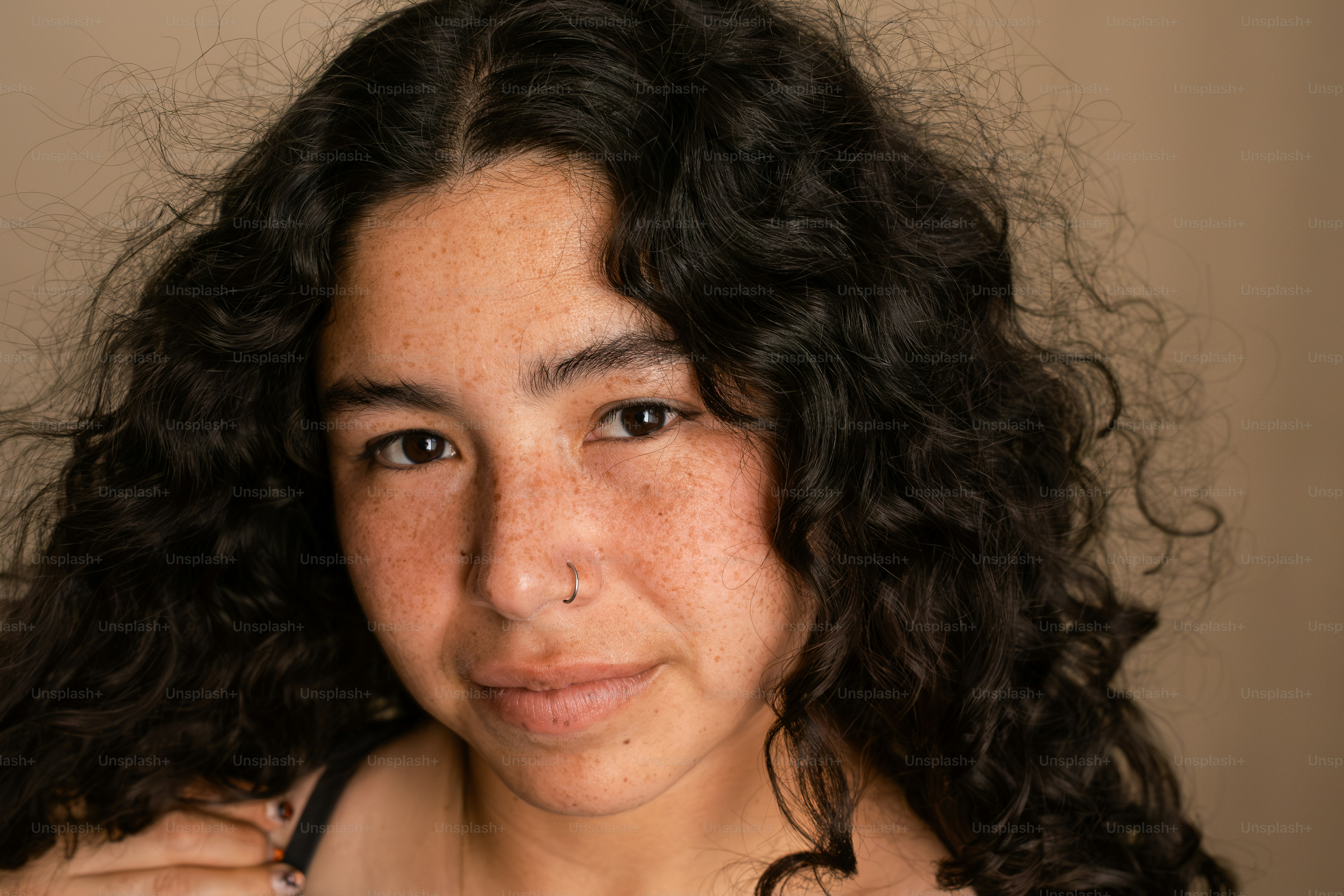 A close up of a person wearing a bra