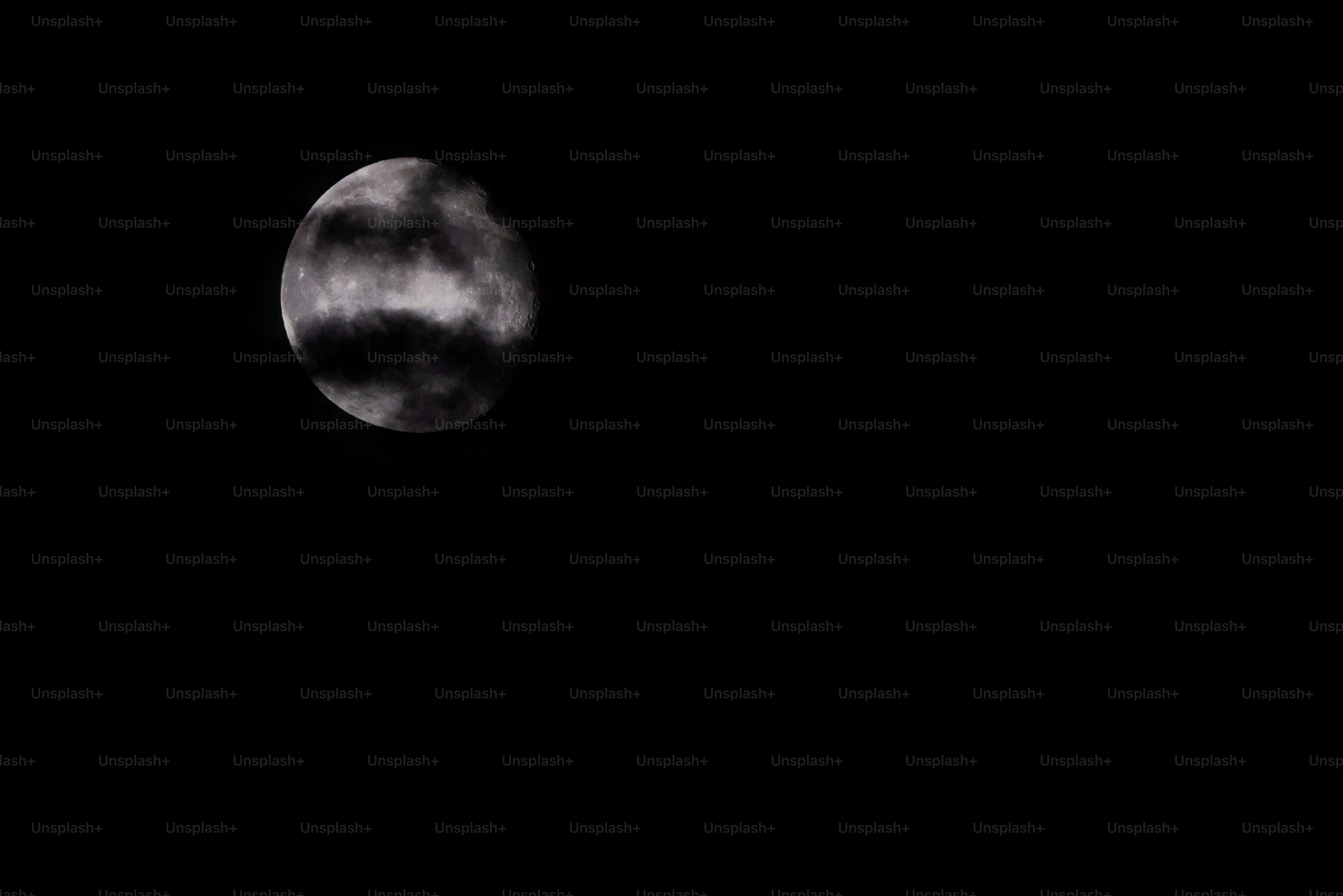 A black and white photo of the moon