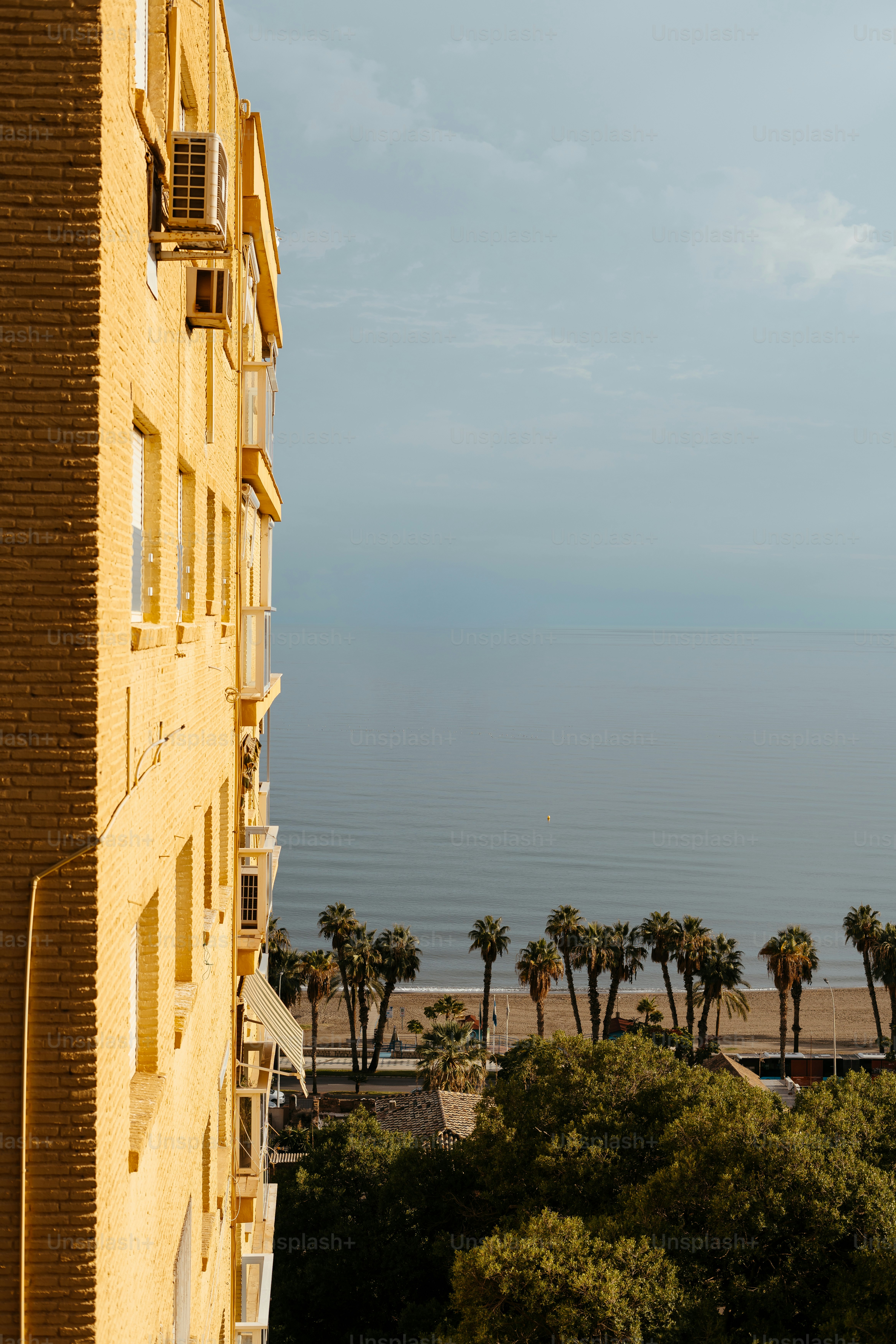 A view of the ocean from a high rise building