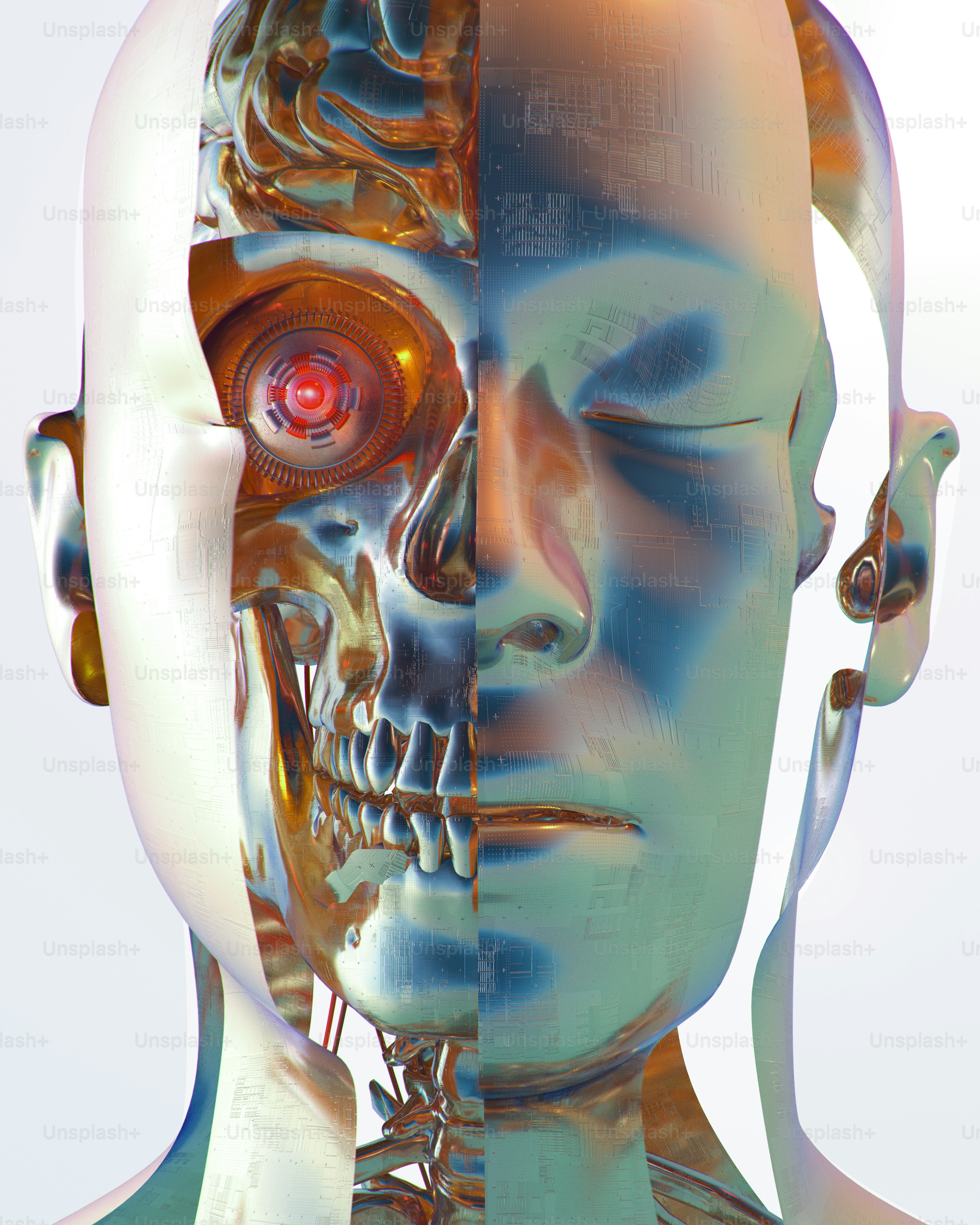 A computer generated image of a human head and a computer generated image of a human