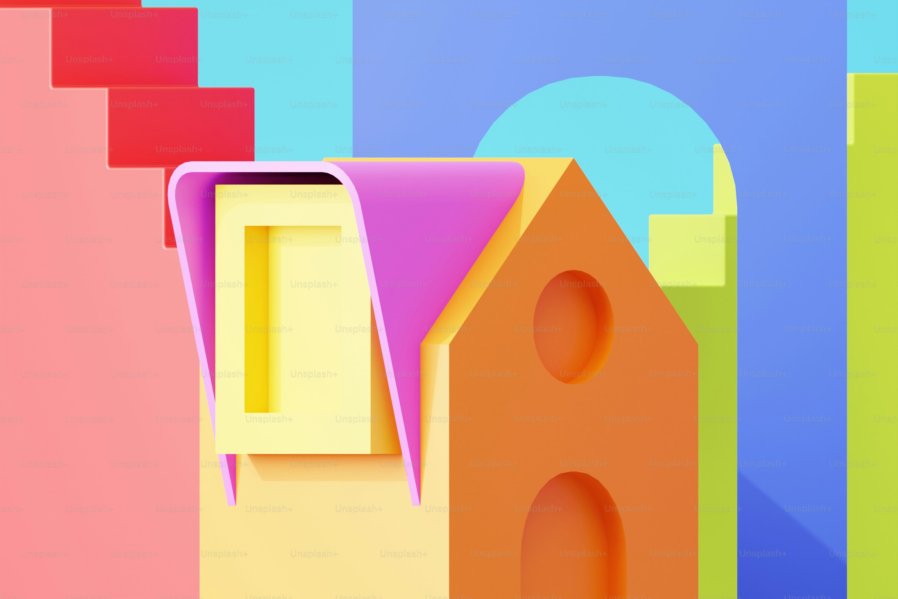 Ein bunter Hintergrund mit einem Haus und einem Gebäude